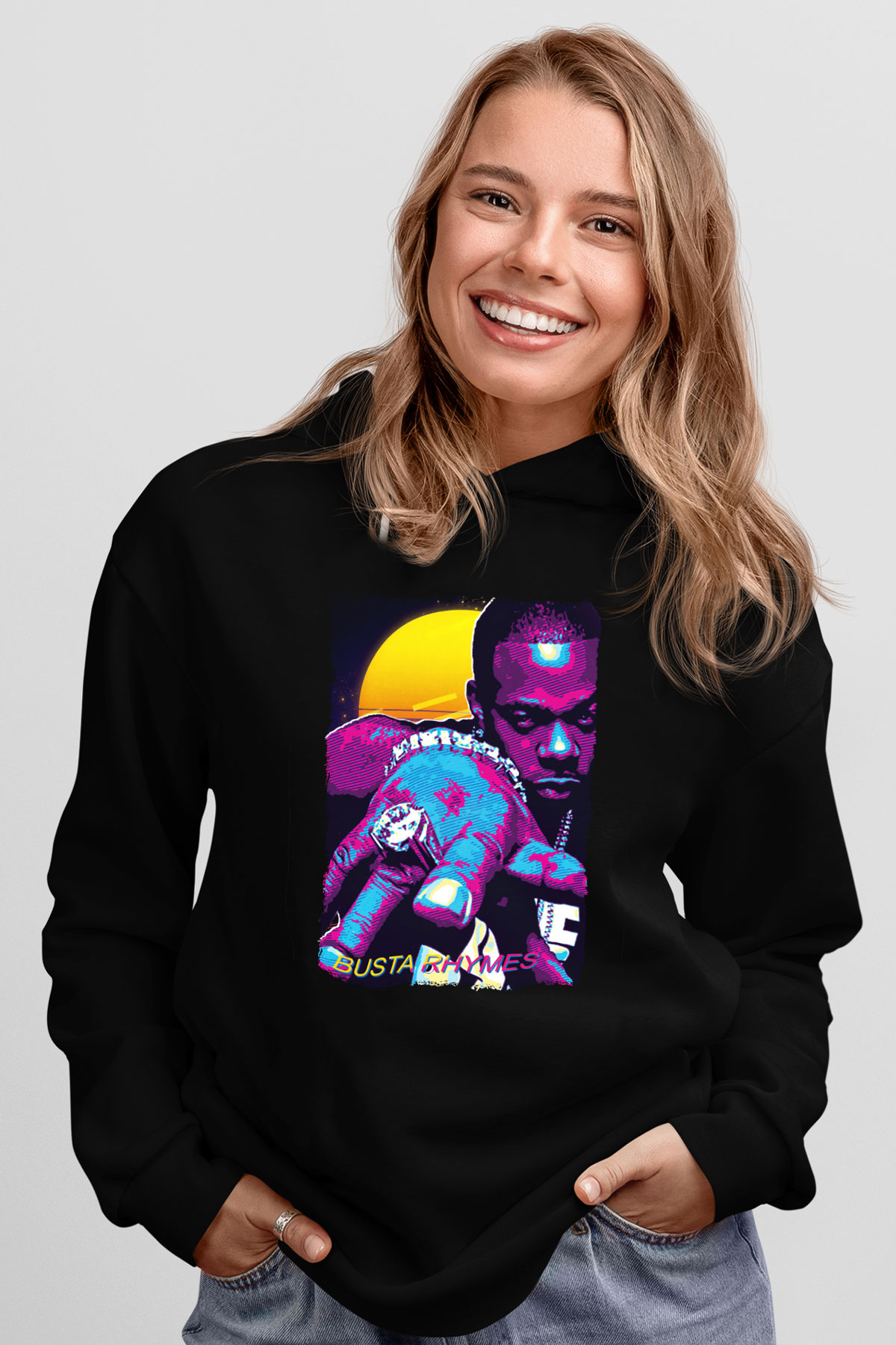 Busta Rhymes Siyah Unisex Kapüşonlu Sweatshirt