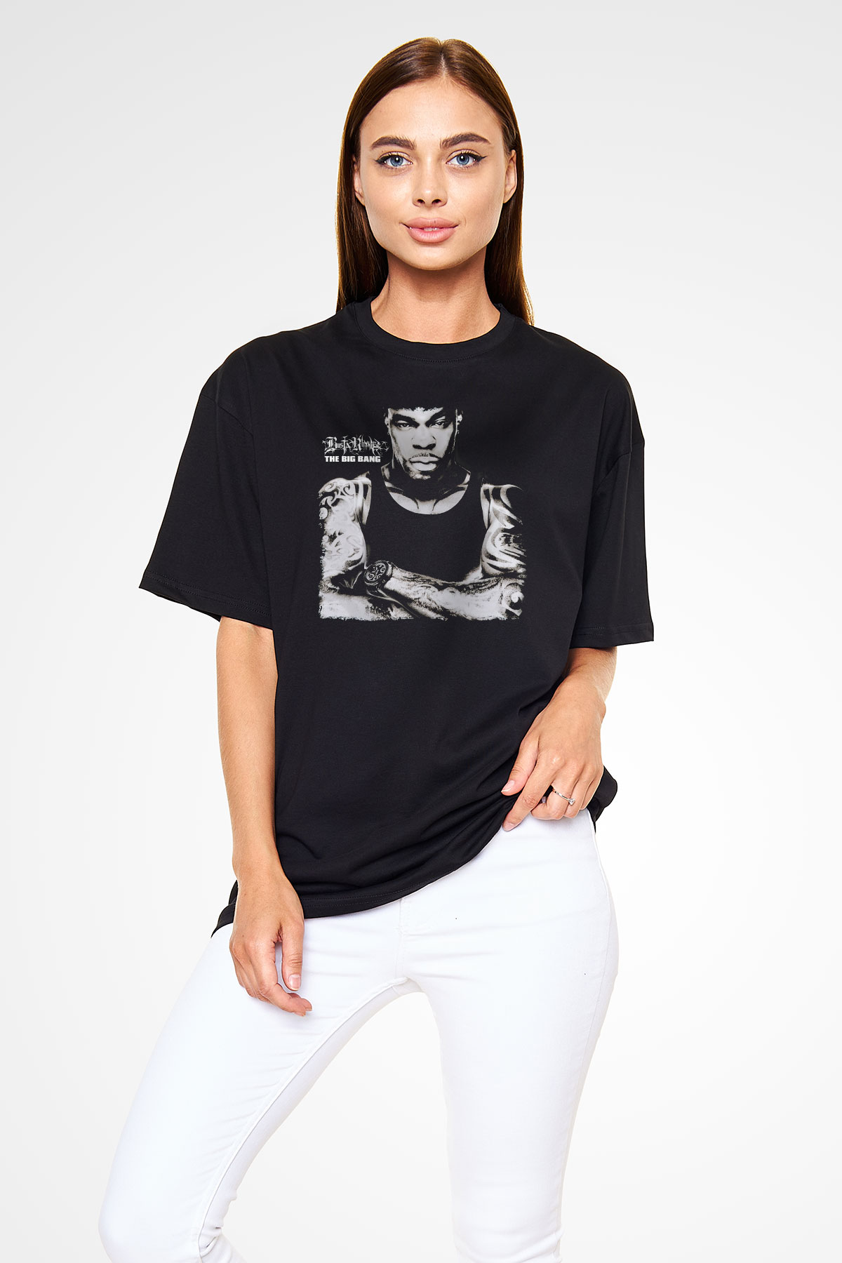 Busta Rhymes Siyah Oversize Tişört Oversize T-shirt - TişörtFabrikası