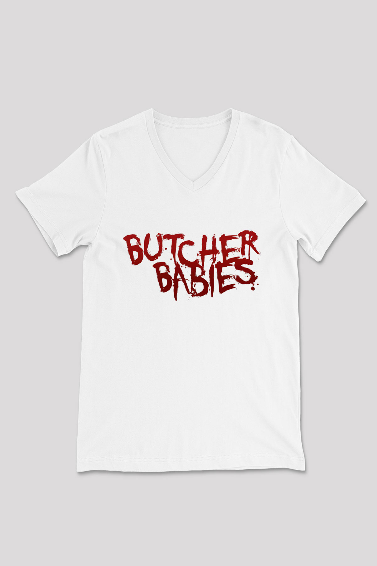 Butcher Babies Beyaz Unisex V Yaka Tişört