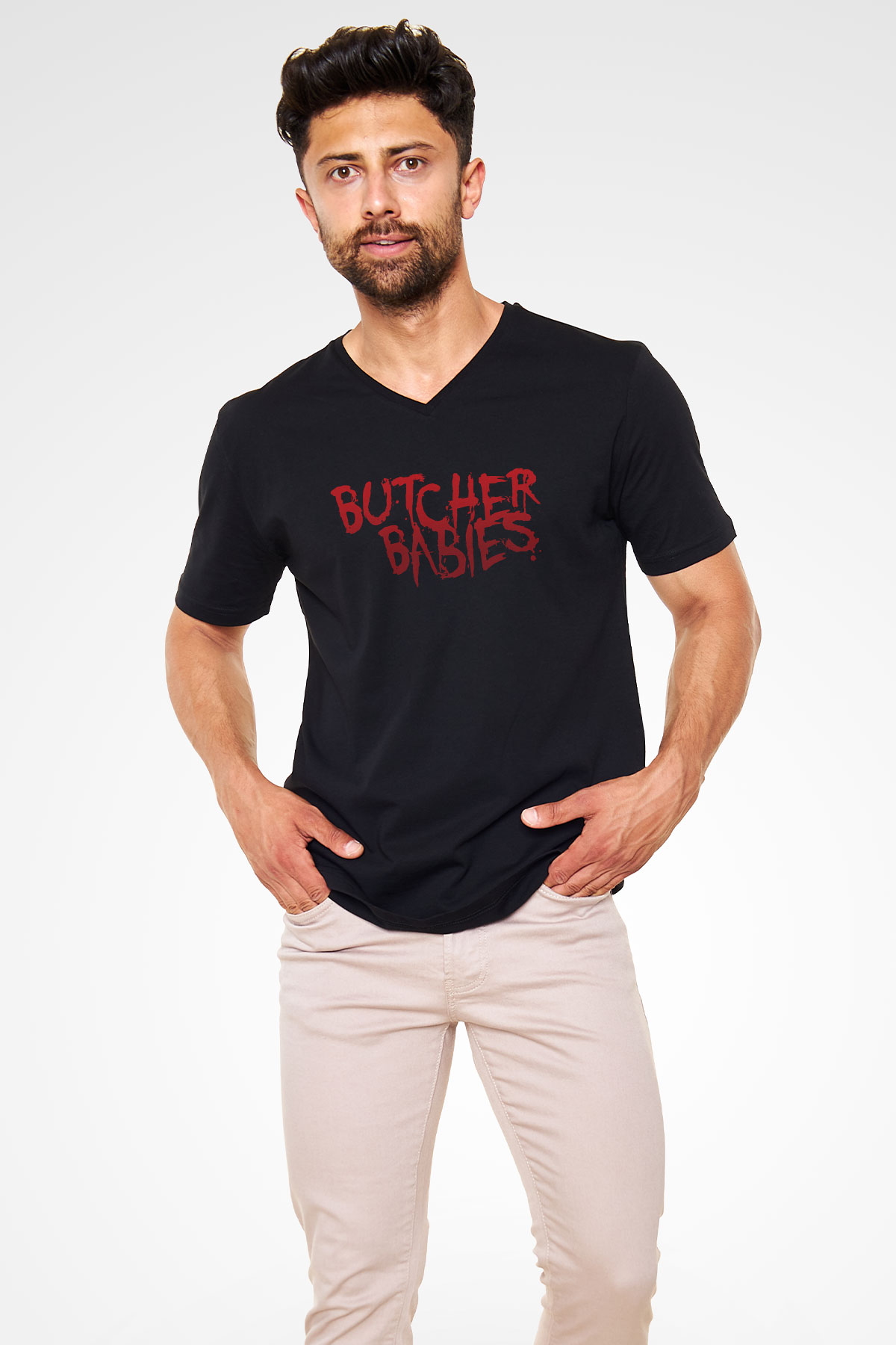 Butcher Babies Siyah Unisex V Yaka Tişört
