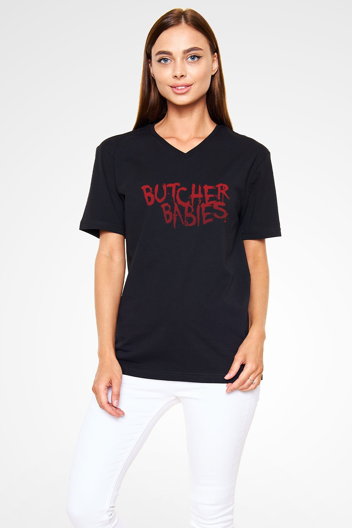 Butcher Babies Siyah Unisex V Yaka Tişört