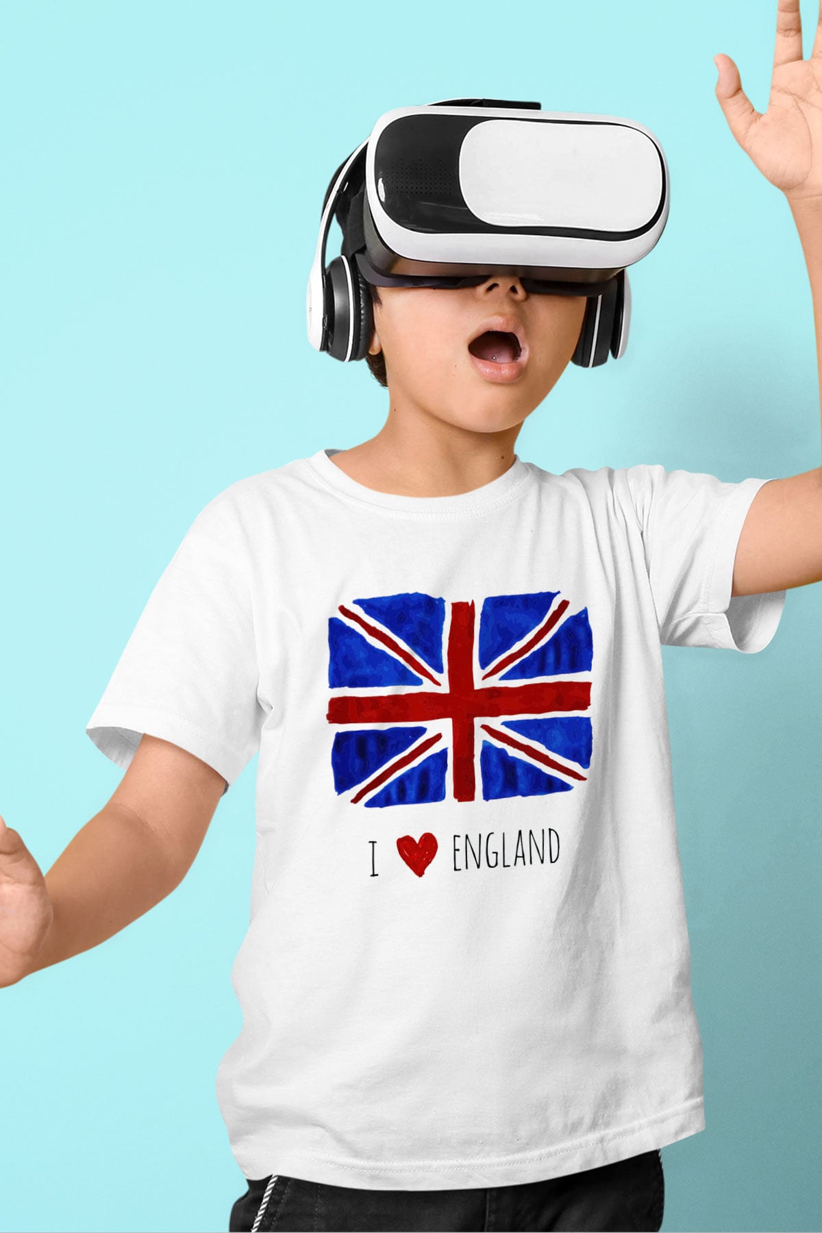 Büyük Britanya Baskılı Beyaz Unisex Çocuk Tişört