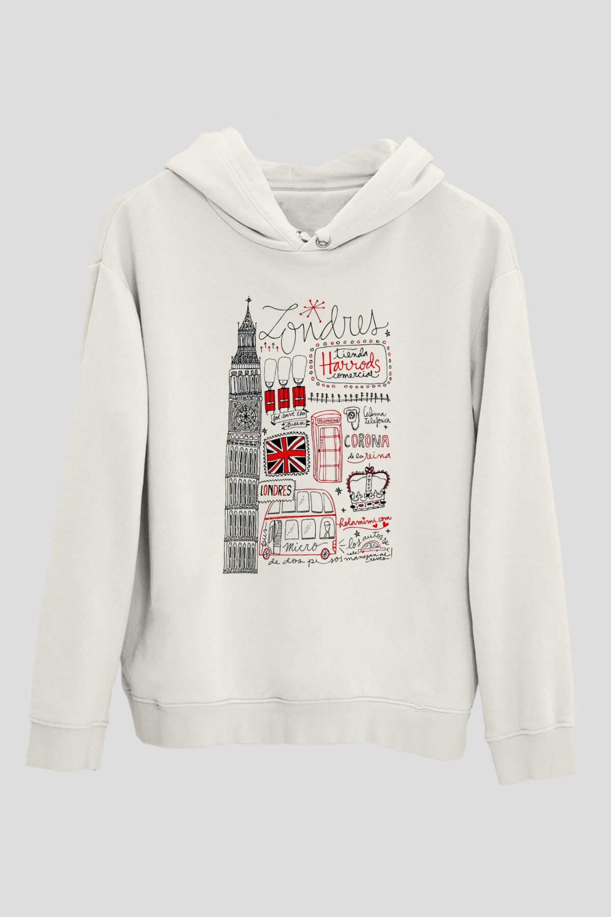 Büyük Britanya Beyaz Unisex Kapşonlu Sweatshirt