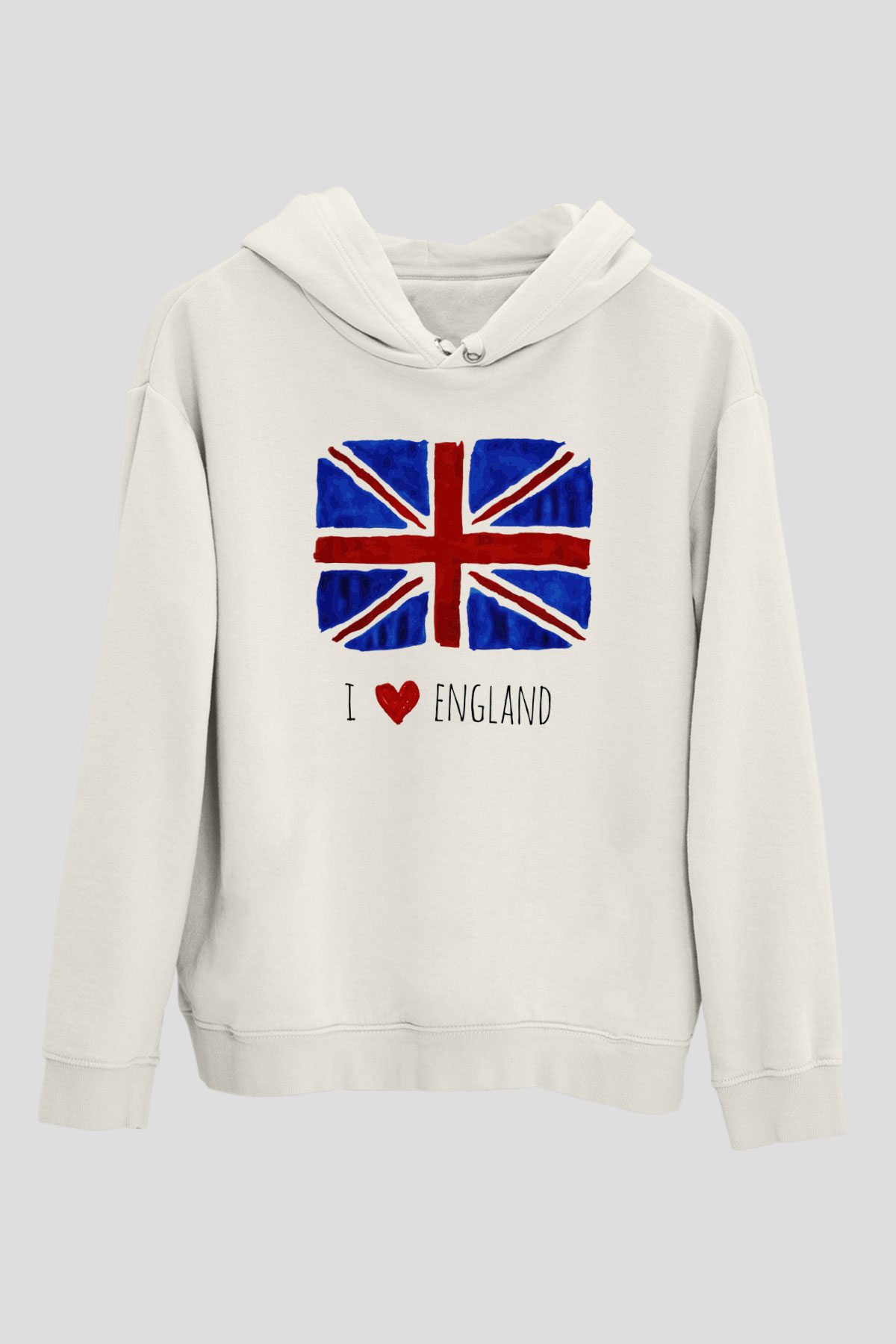 Büyük Britanya Beyaz Unisex Kapşonlu Sweatshirt