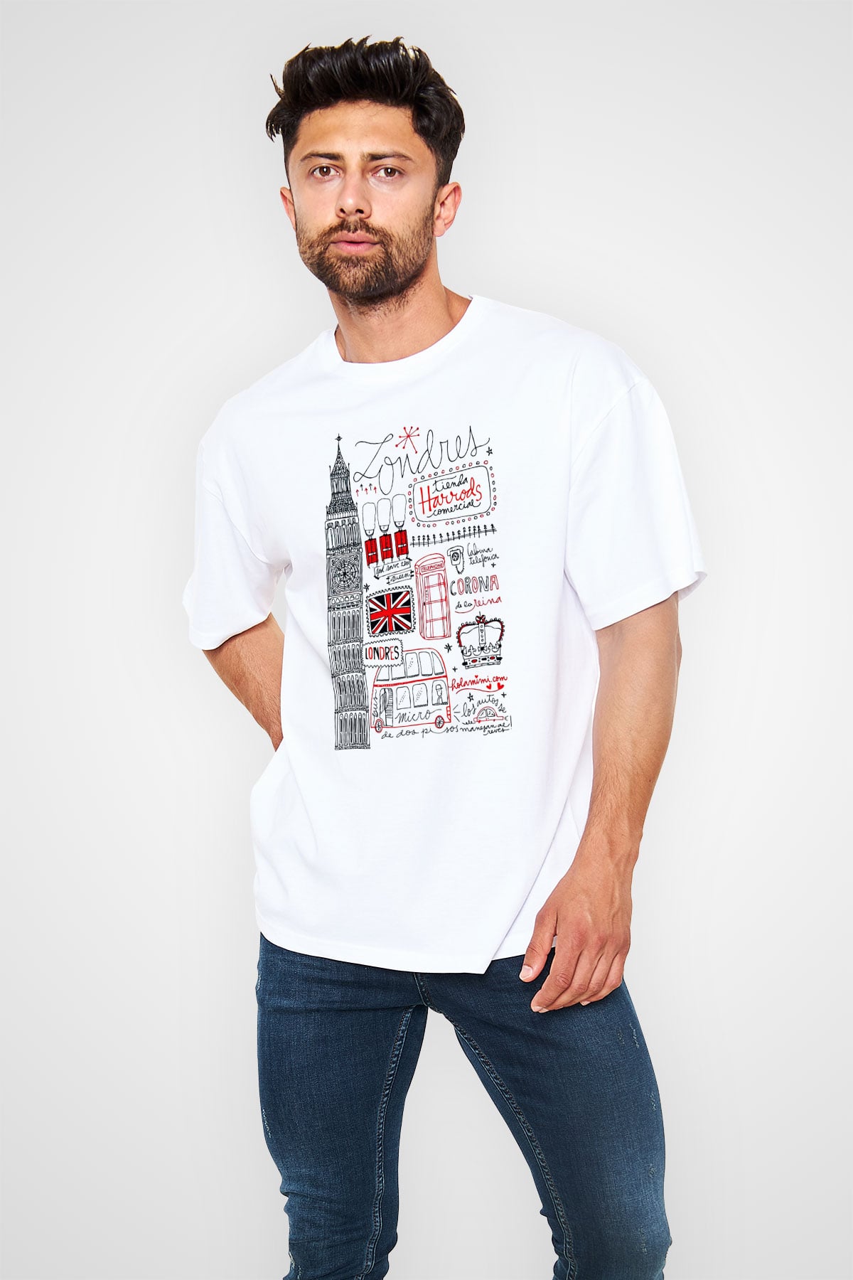 Büyük Britanya Beyaz Unisex Oversize Tişört T-Shirt