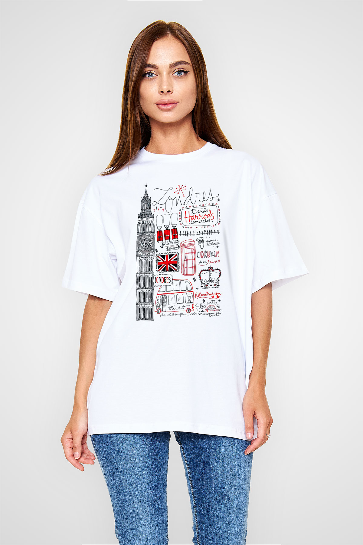 Büyük Britanya Beyaz Unisex Oversize Tişört T-Shirt