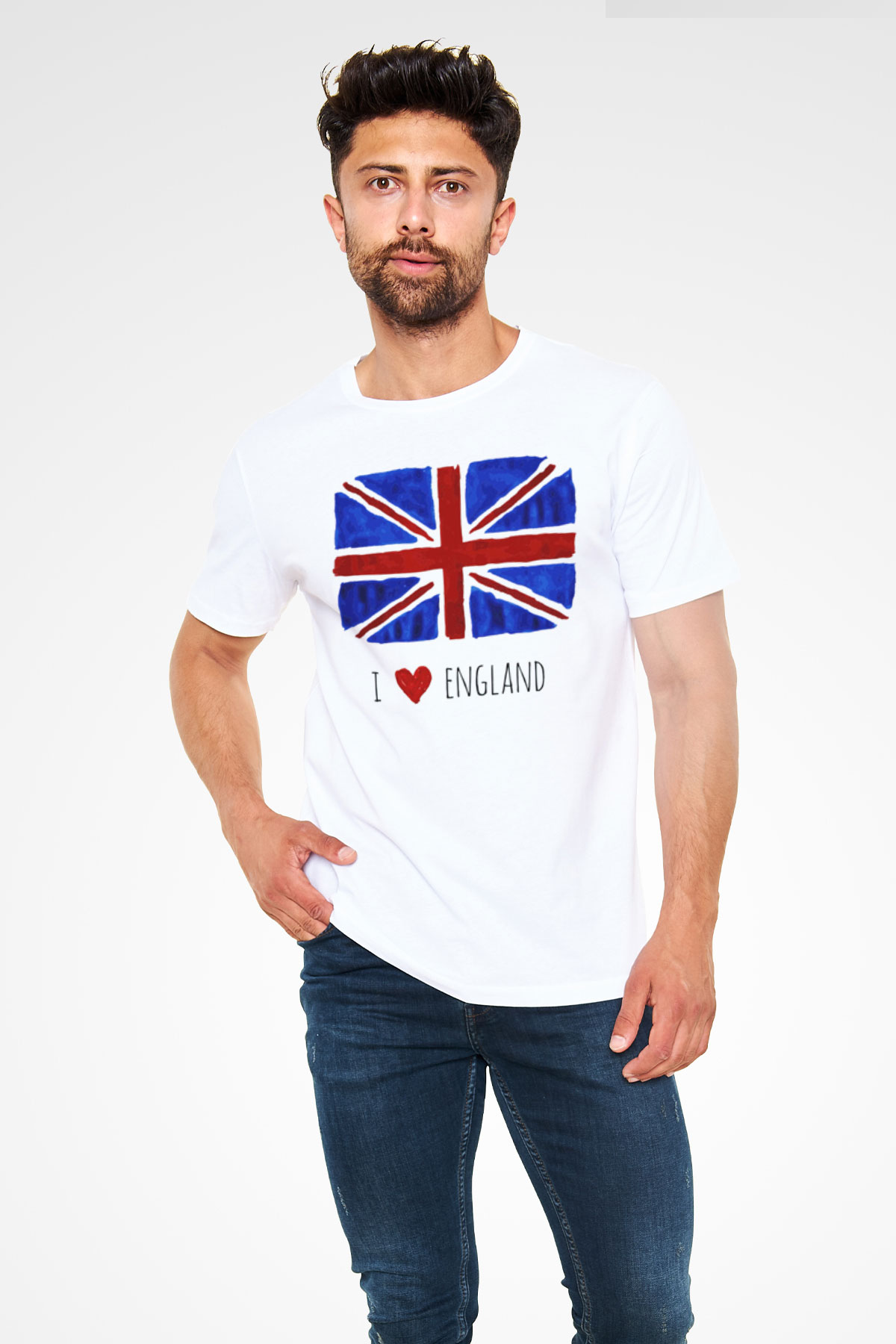 Büyük Britanya Beyaz Unisex Tişört T-Shirt - TişörtFabrikası