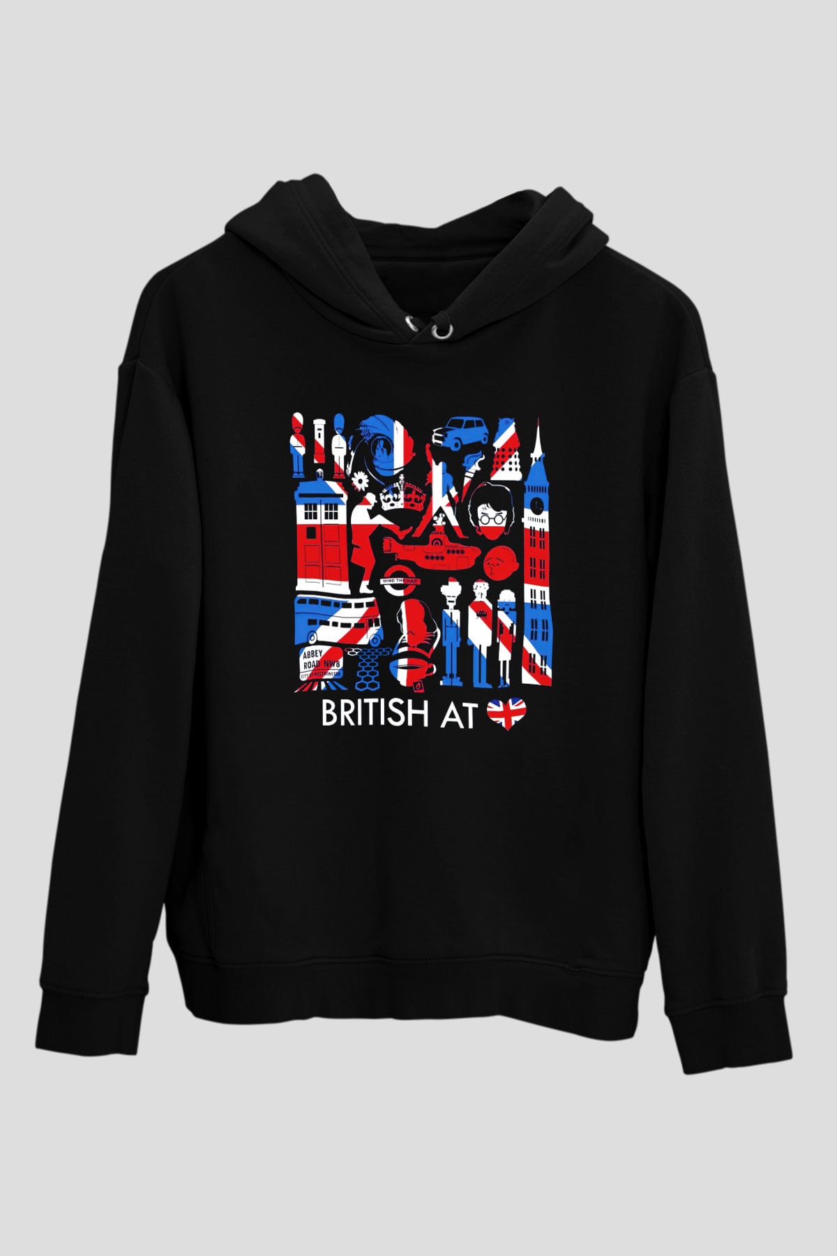 Büyük Britanya Siyah Unisex Hoodie