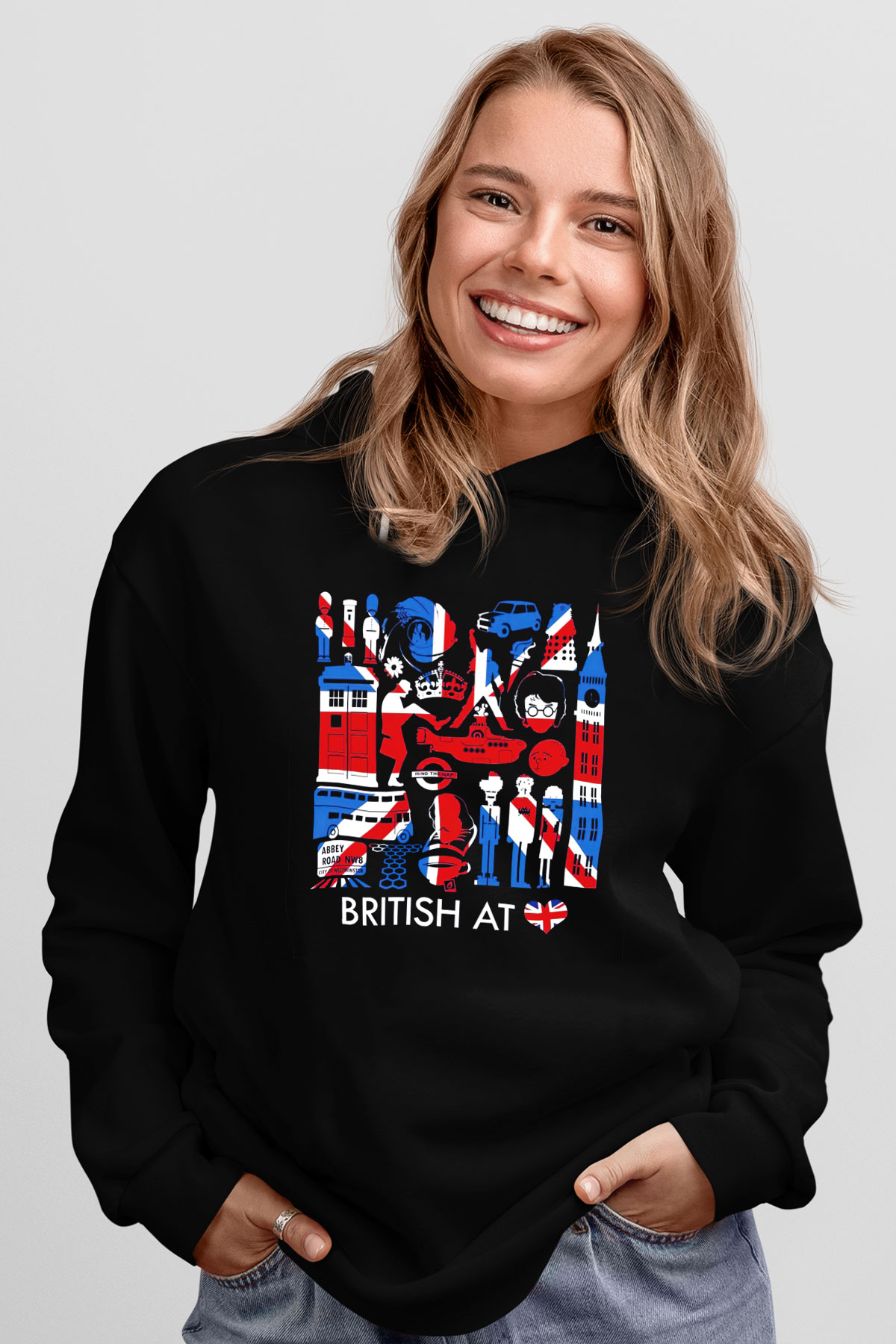 Büyük Britanya Siyah Unisex Hoodie