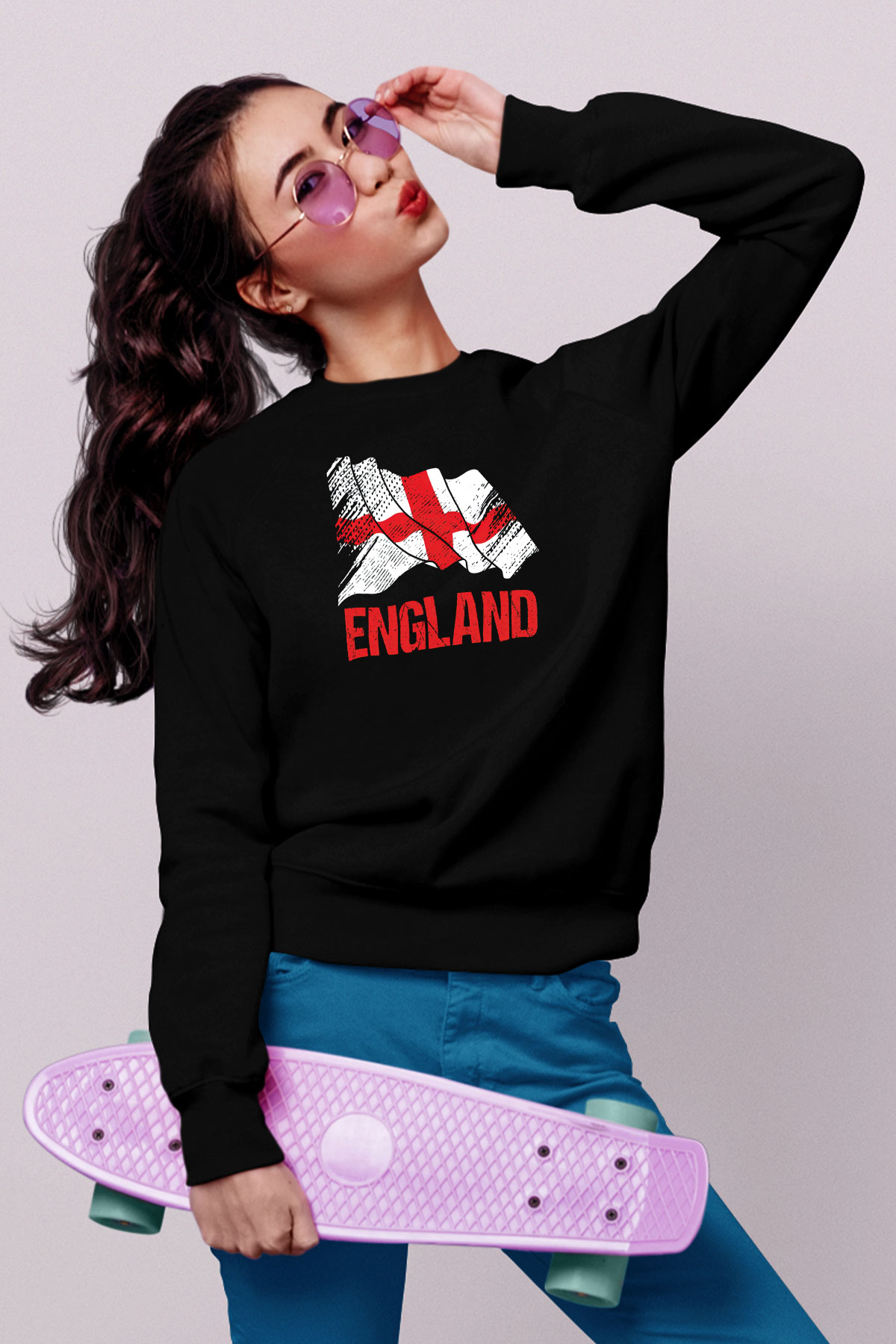 Büyük Britanya Siyah Unisex Sweatshirt
