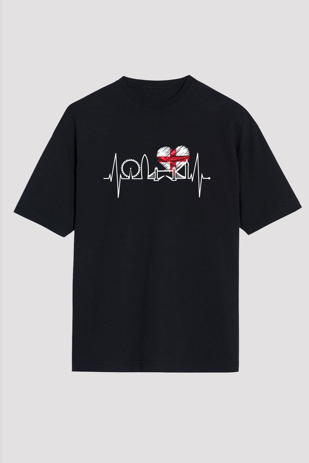 Büyük Britanya Siyah Oversize Tişört Oversize T-shirt - TişörtFabrikası