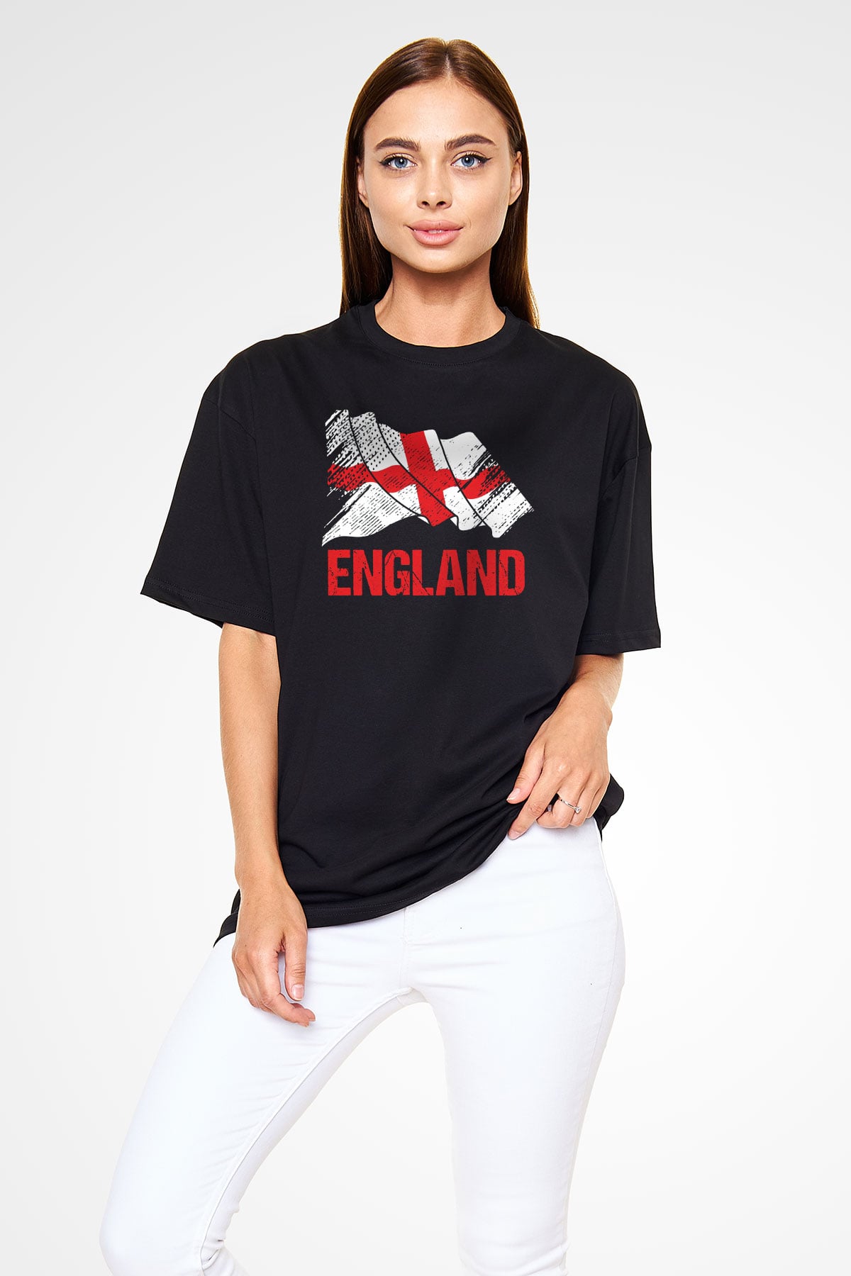 Büyük Britanya Siyah Oversize Tişört Oversize T-shirt - TişörtFabrikası