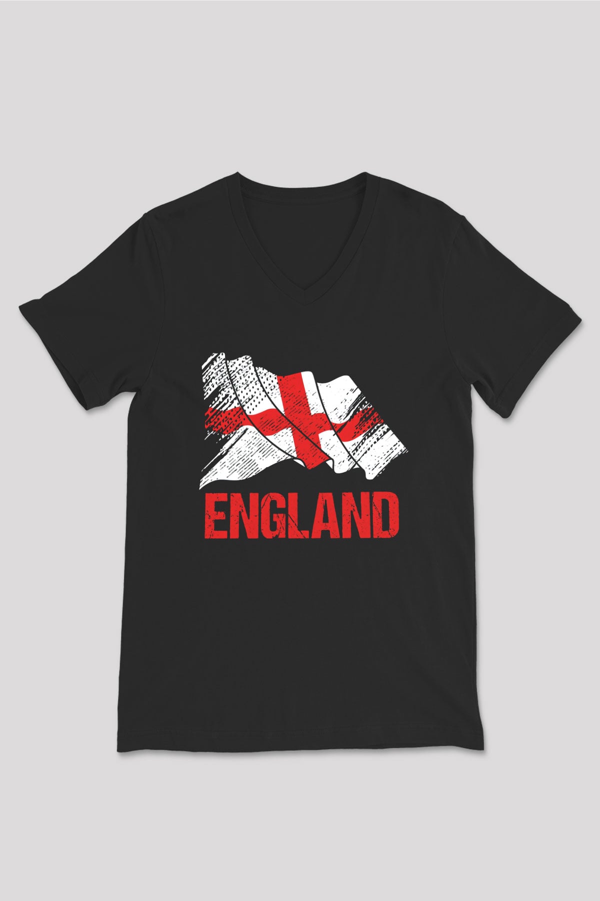 Büyük Britanya Siyah Unisex V Yaka Tişört