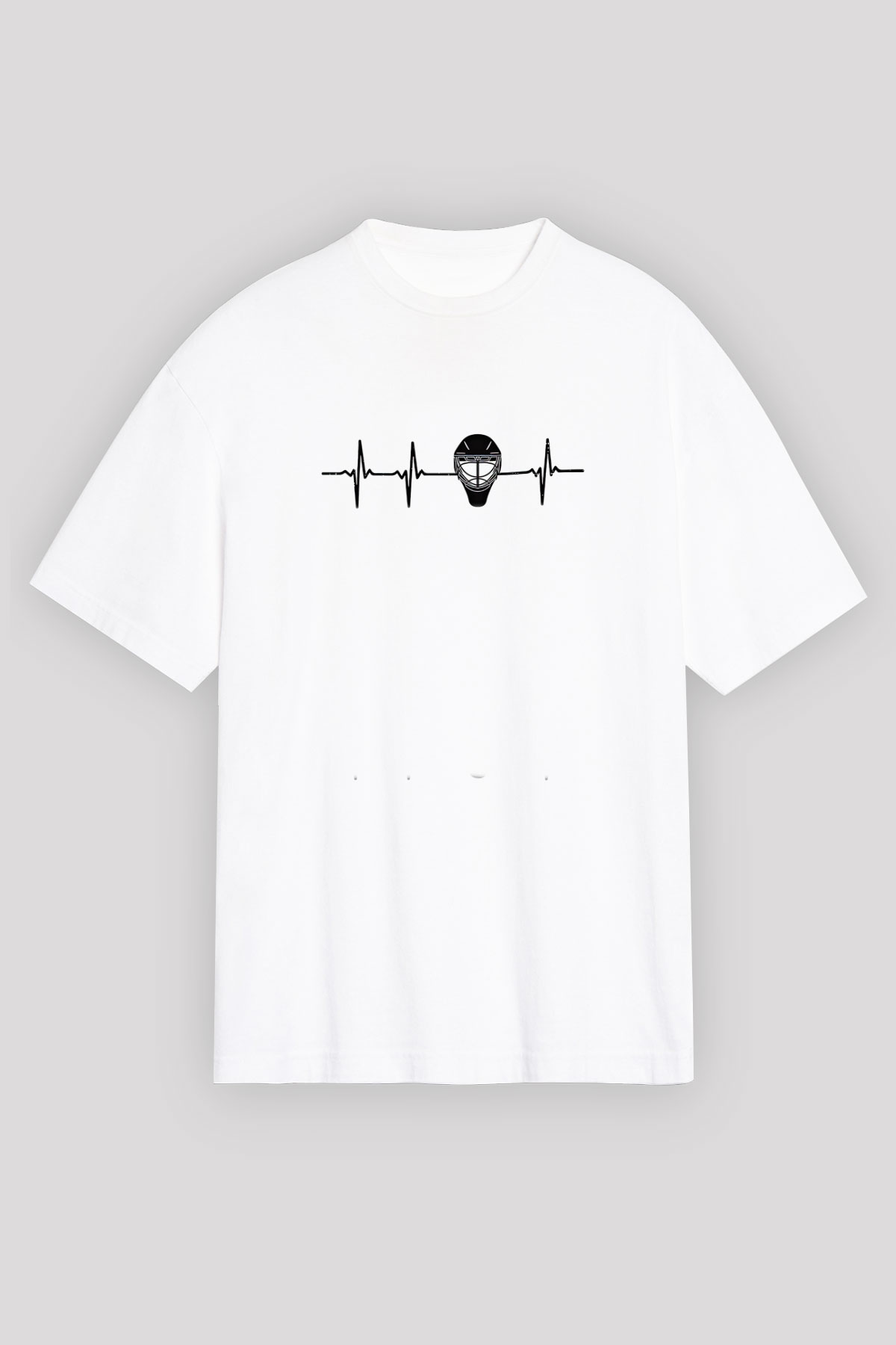 Buz Hokeyi Baskılı Unisex Beyaz Oversize Tişört - Tshirt