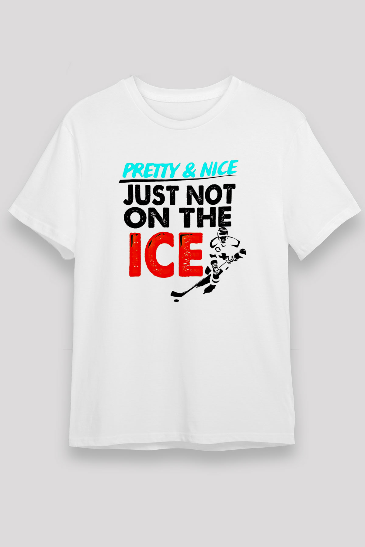 Buz Hokeyi Baskılı Unisex Beyaz Tişört - Tshirt