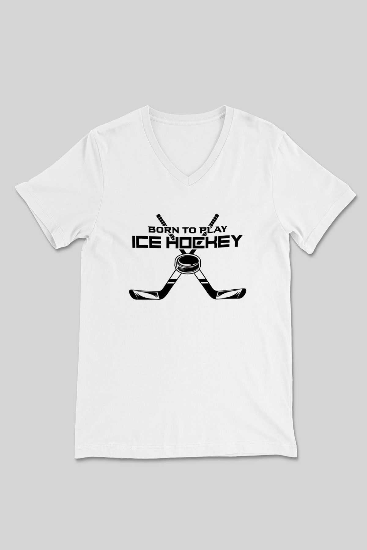 Buz Hokeyi Baskılı Unisex V Yaka Tişört - Tshirt