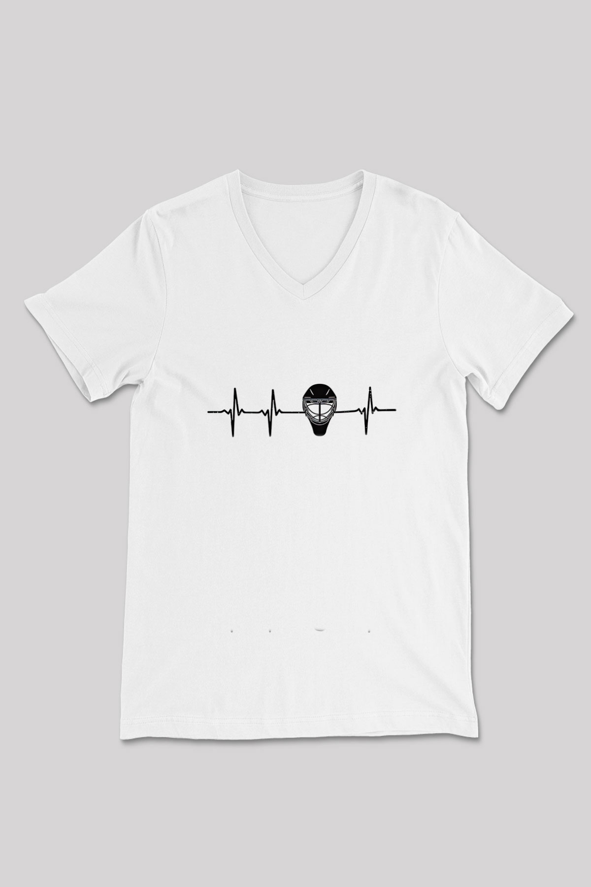 Buz Hokeyi Baskılı Unisex V Yaka Tişört - Tshirt
