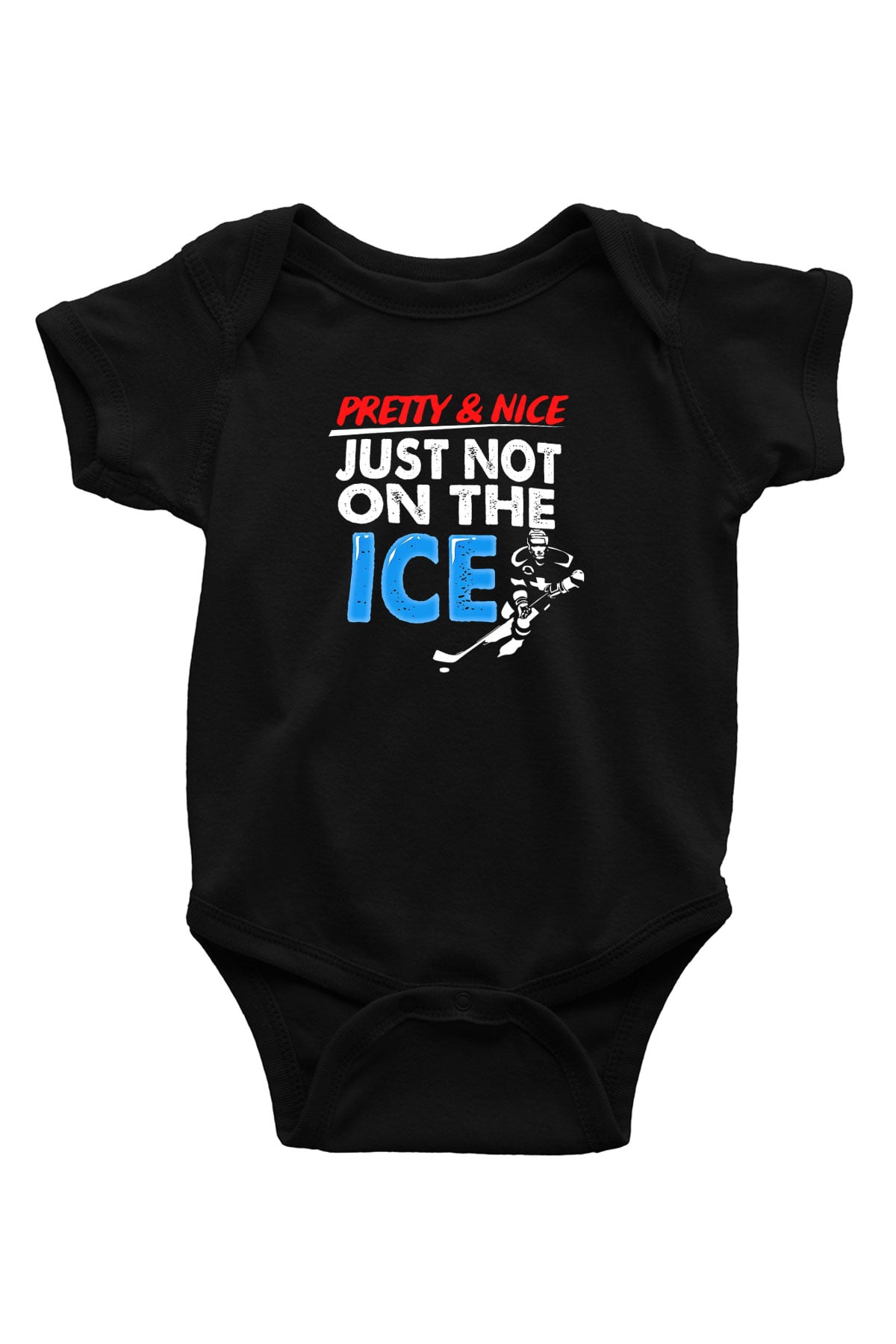 Buz Hokeyi - Ice Hockey Baskılı Unisex Siyah Bebek Body - Zıbın
