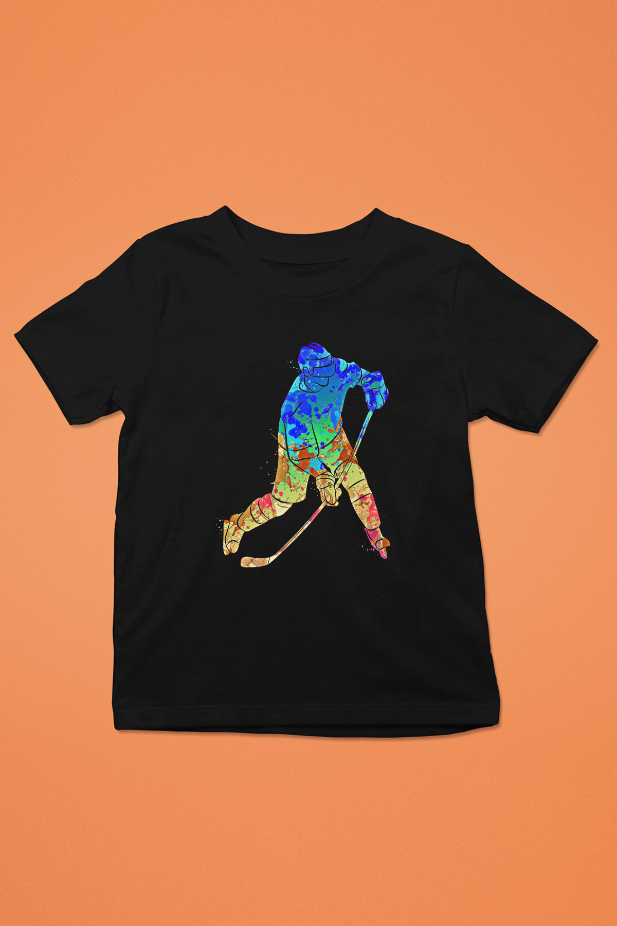Buz Hokeyi - Ice Hockey Baskılı Unisex Siyah Çocuk Tİşörtü - Tshirt