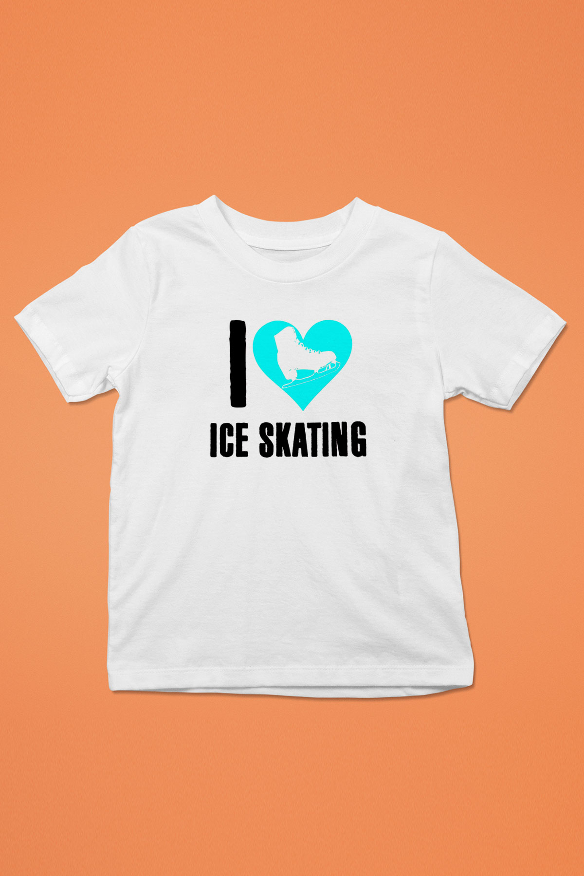 Buz Pateni Baskılı Unisex Beyaz Çocuk Tişört - Tshirt