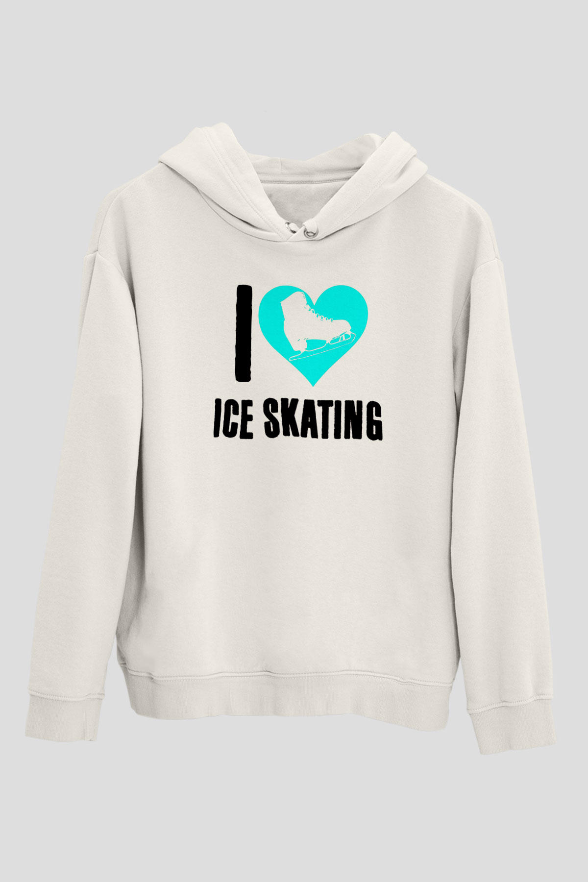 Buz Pateni Baskılı Unisex Ekru Hoodie