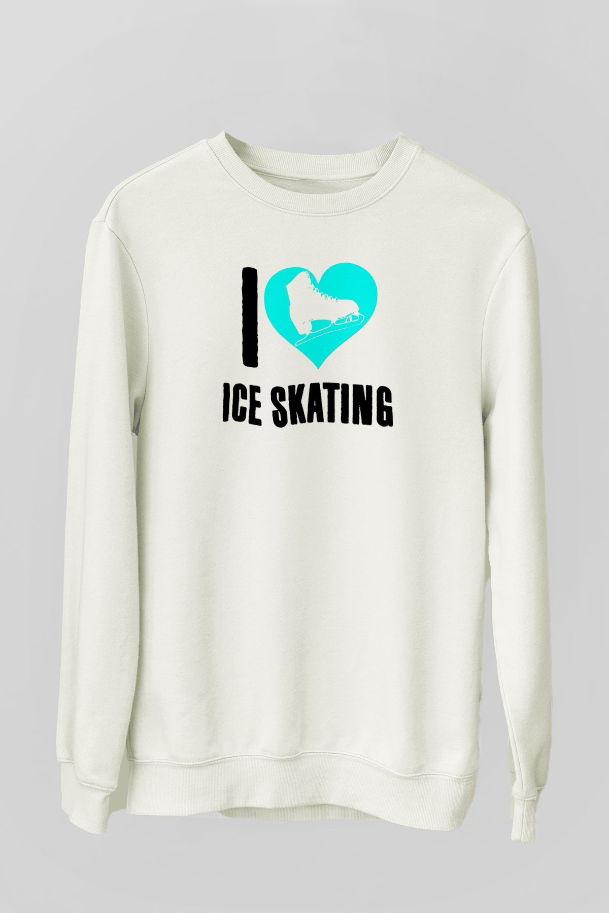 Buz Pateni Baskılı Unisex Ekru Sweatshirt