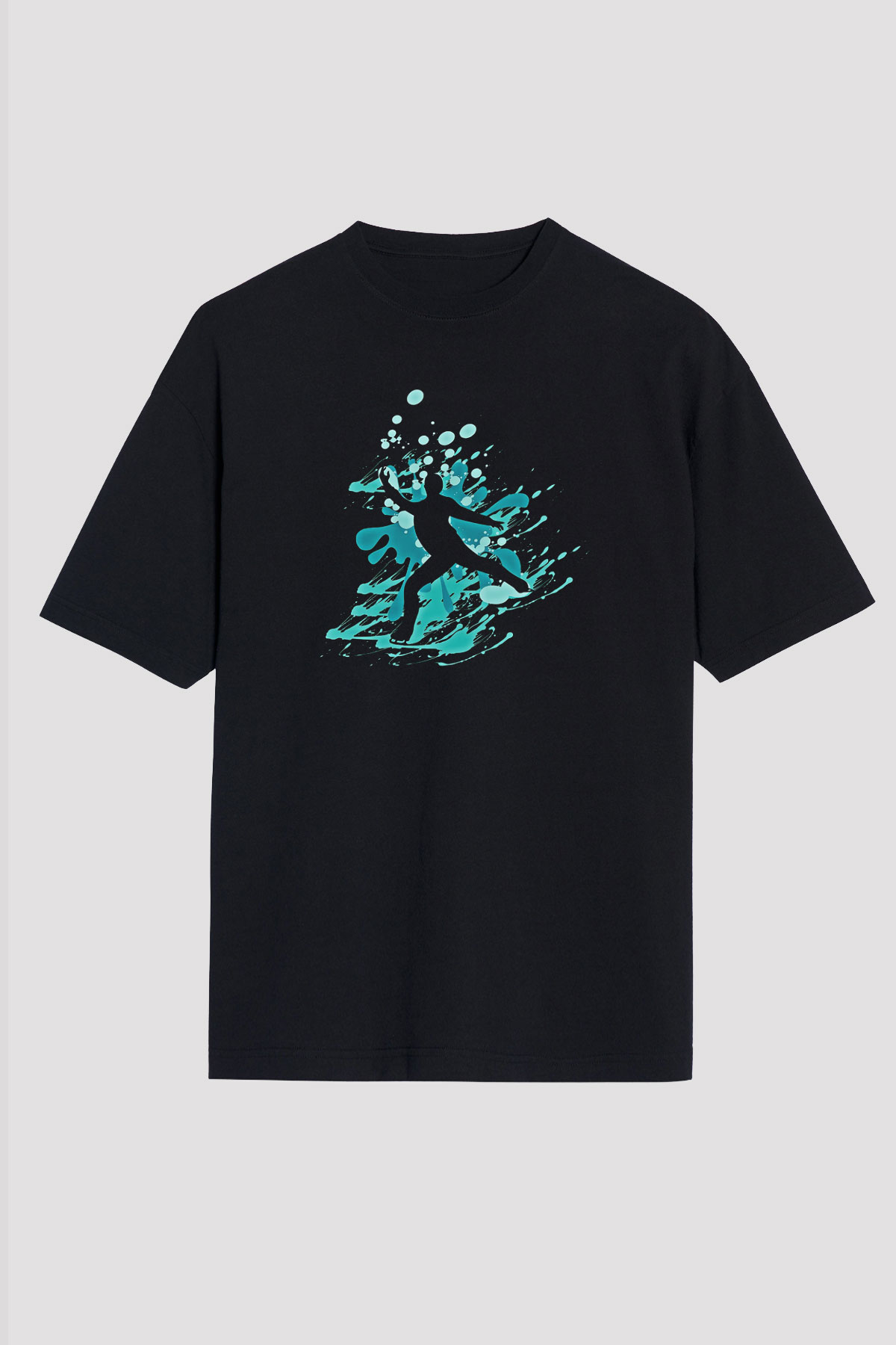 Buz Pateni - Ice skating Baskılı Unisex Siyah Oversize Tişört