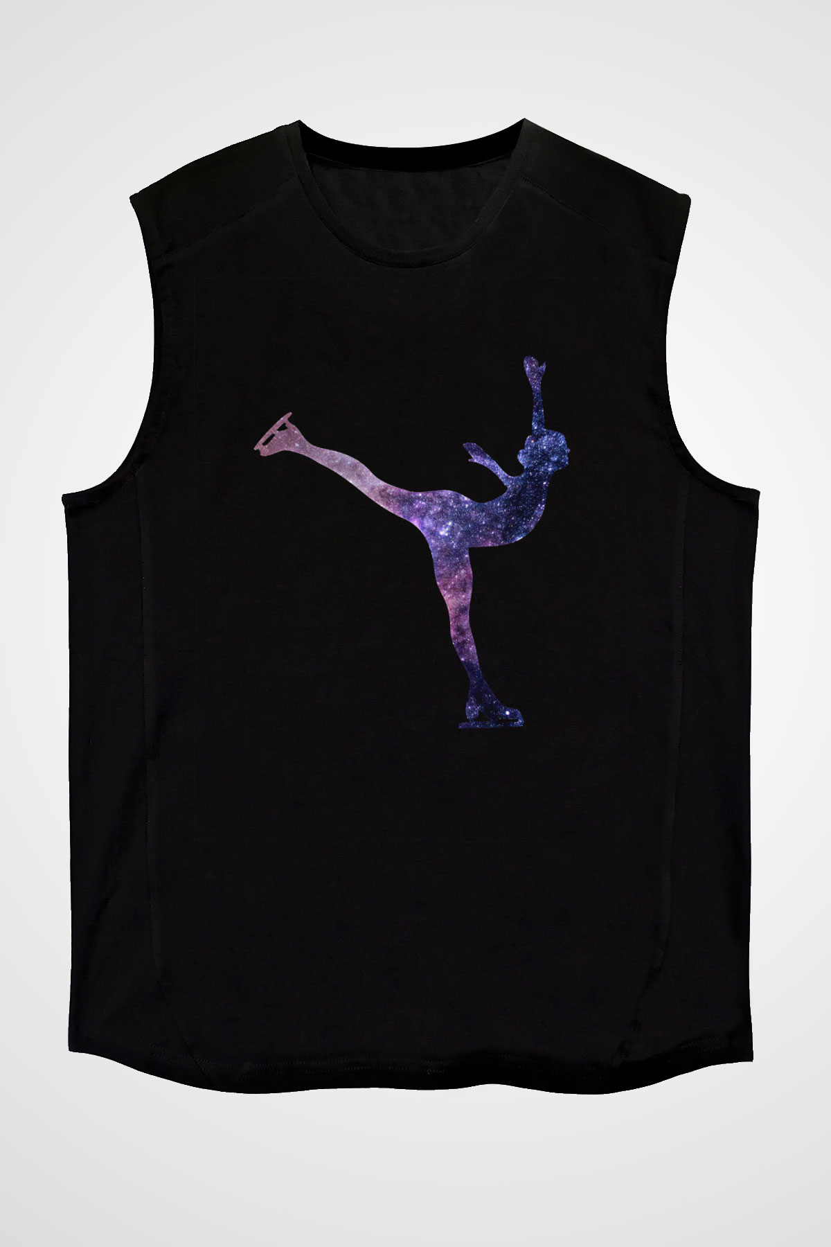 Buz Pateni - Ice skating Baskılı Unisex Siyah Kolsuz Tişört