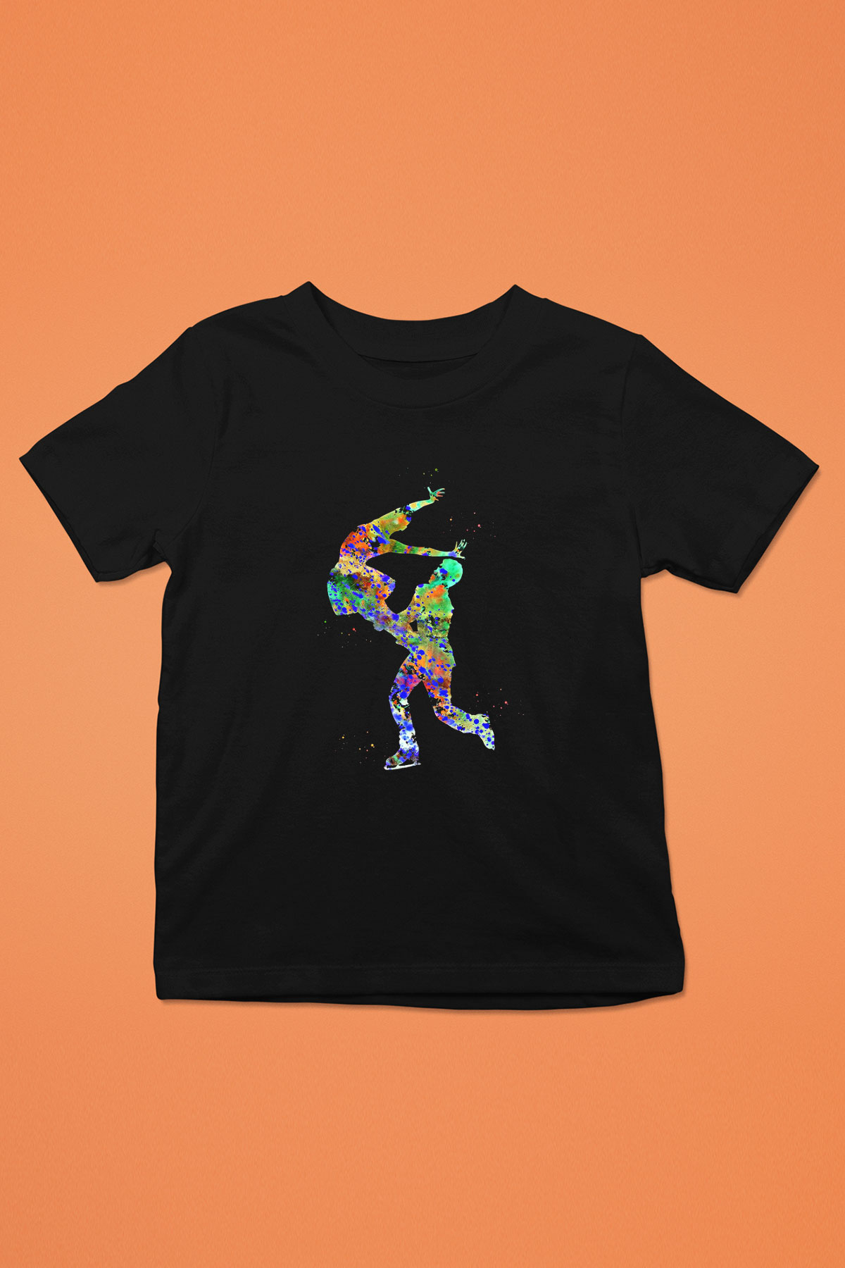 Buz Pateni - Ice skating Baskılı Unisex Siyah Çocuk Tİşörtü - Tshirt