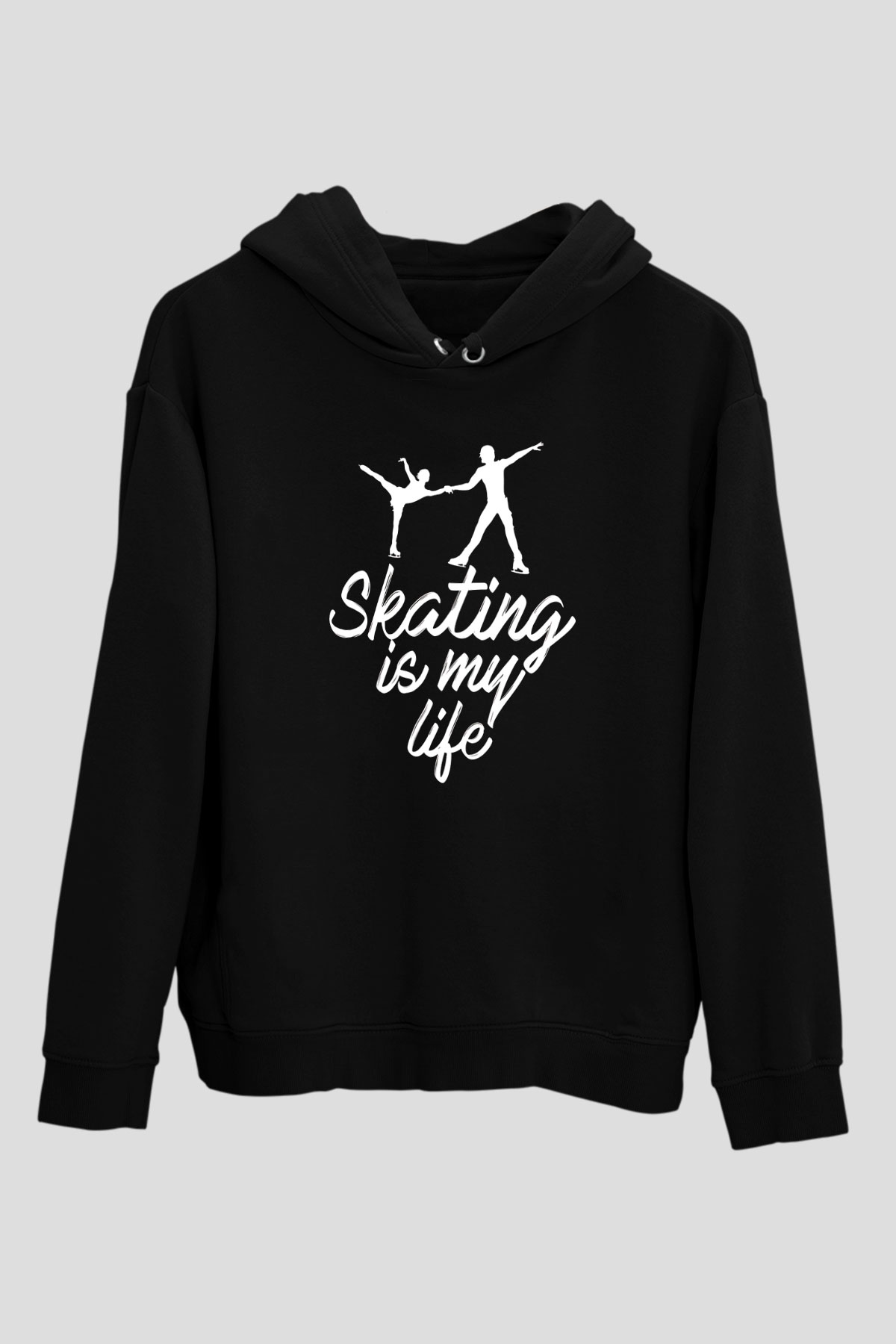 Buz Pateni - Ice skating Baskılı Unisex Siyah Hoodie