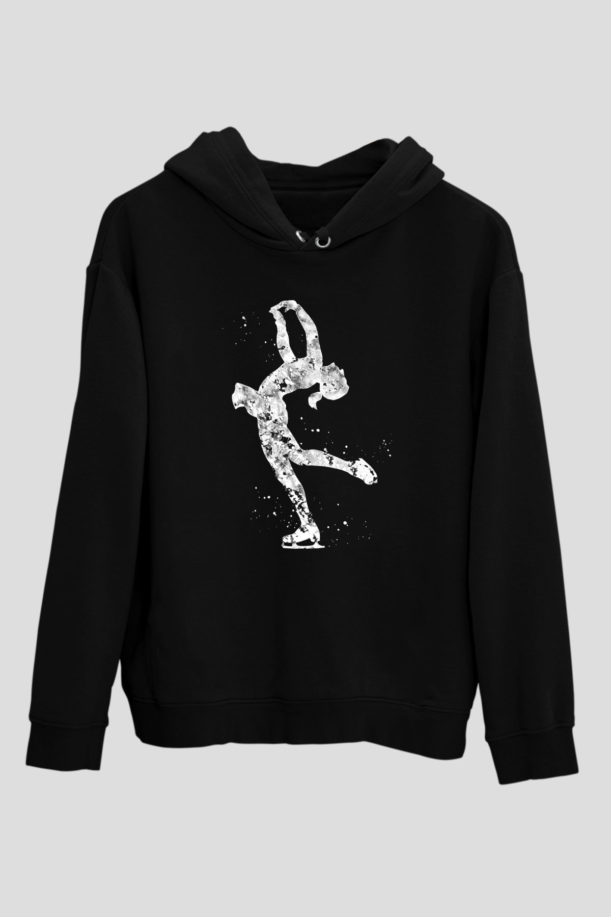 Buz Pateni - Ice skating Baskılı Unisex Siyah Hoodie