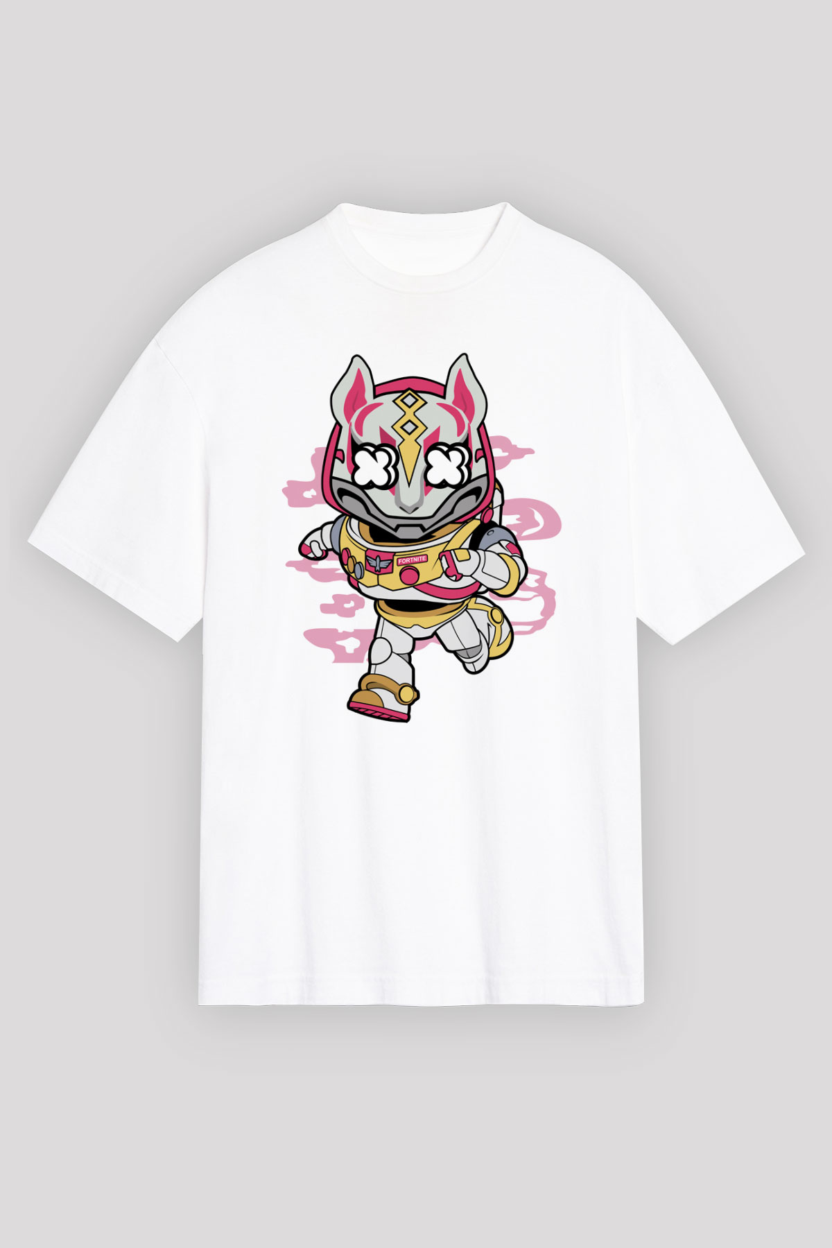 Buzz Fortnite Baskılı Unisex Beyaz Oversize Tişört
