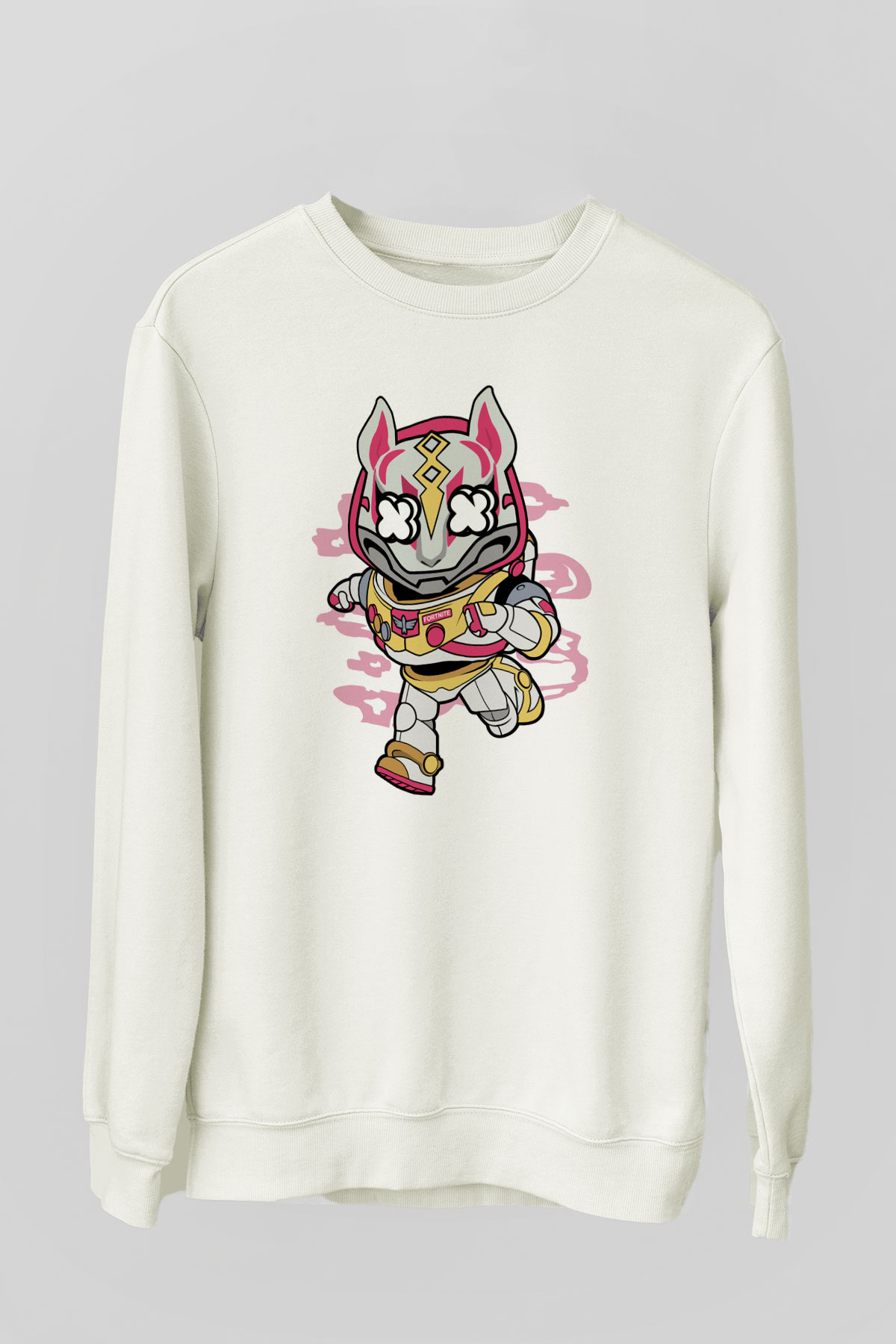 Buzz Fortnite Baskılı Unisex Beyaz Sweatshirt