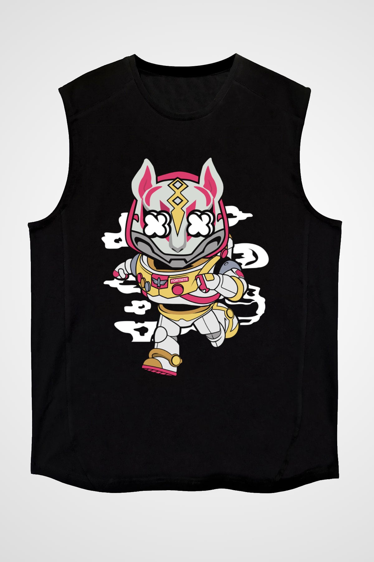 Buzz Fortnite Baskılı Unisex Siyah Kolsuz Tişört
