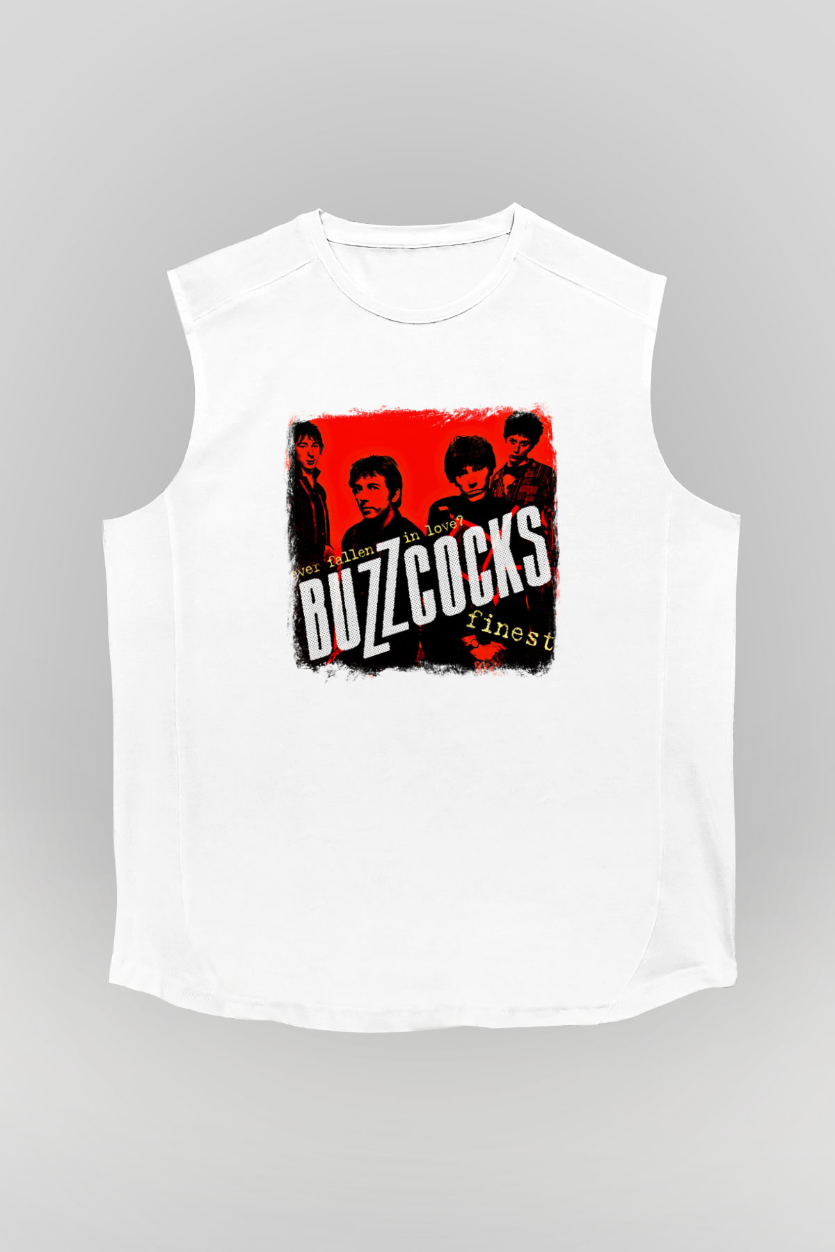 Buzzcocks Baskılı Unisex Beyaz Kolsuz Tişört