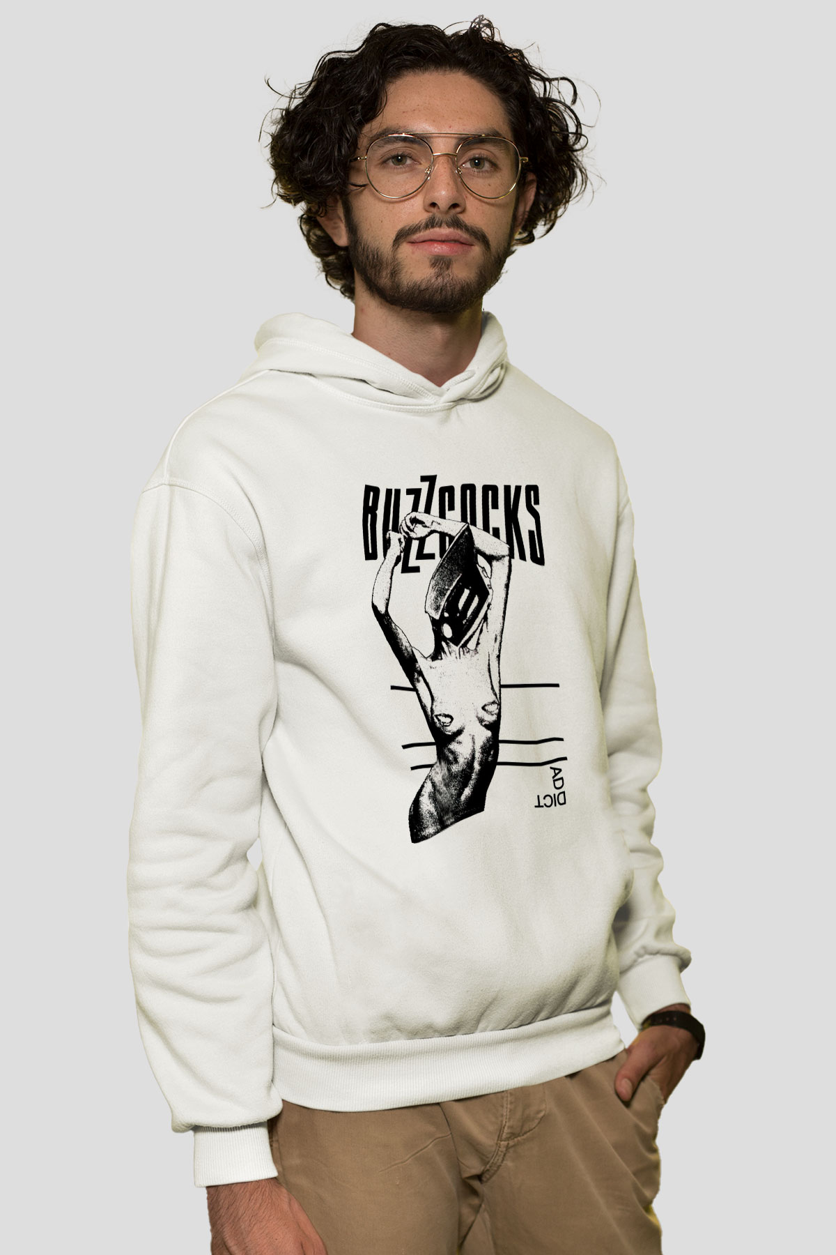 Buzzcocks Beyaz Unisex Kapüşonlu Sweatshirt