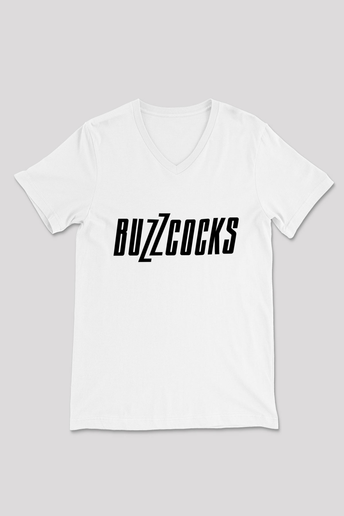 Buzzcocks Beyaz Unisex V Yaka Tişört T-Shirt