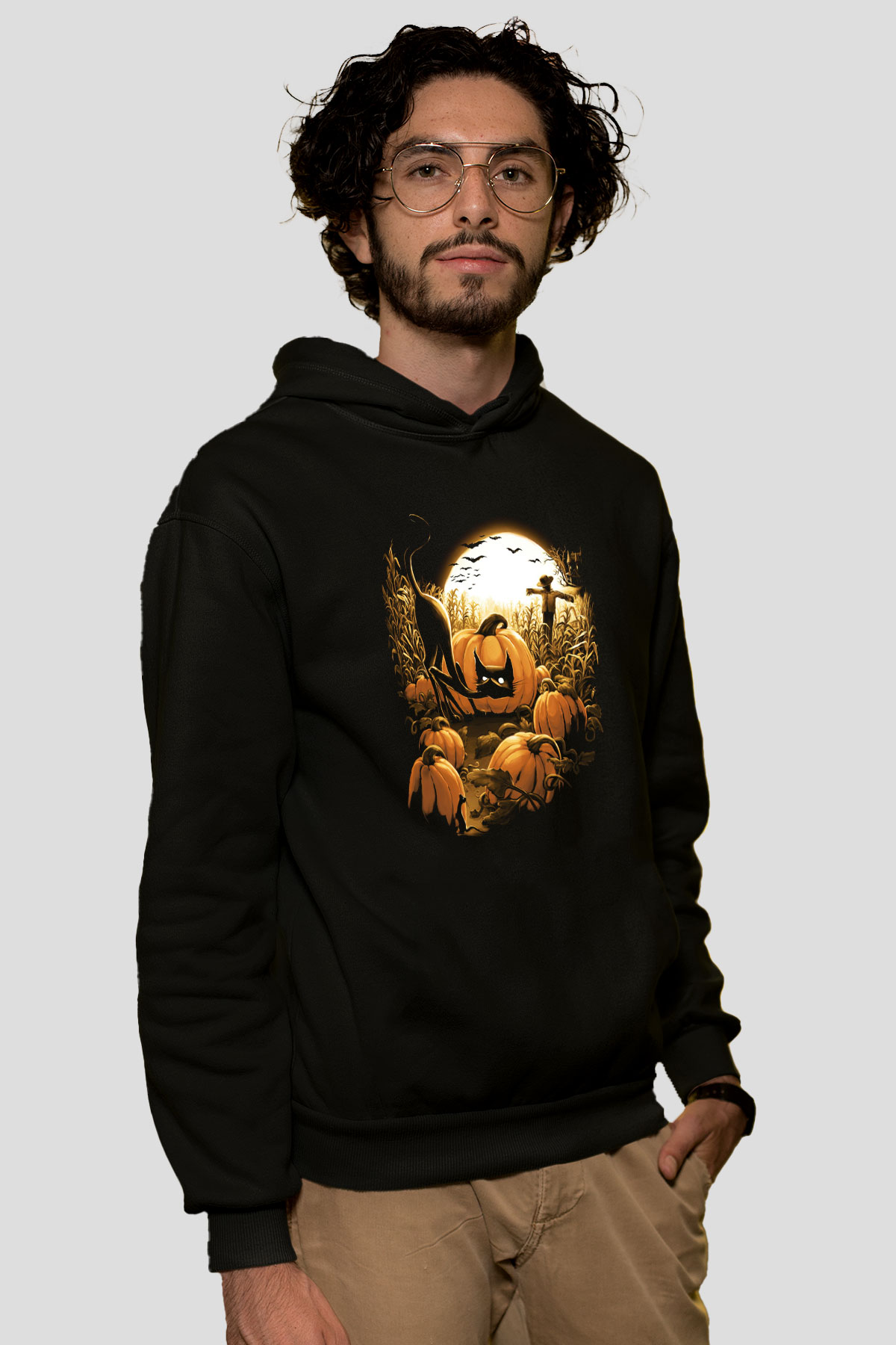 Cadılar Bayramı-Halloween Siyah Unisex Kapüşonlu Sweatshirt