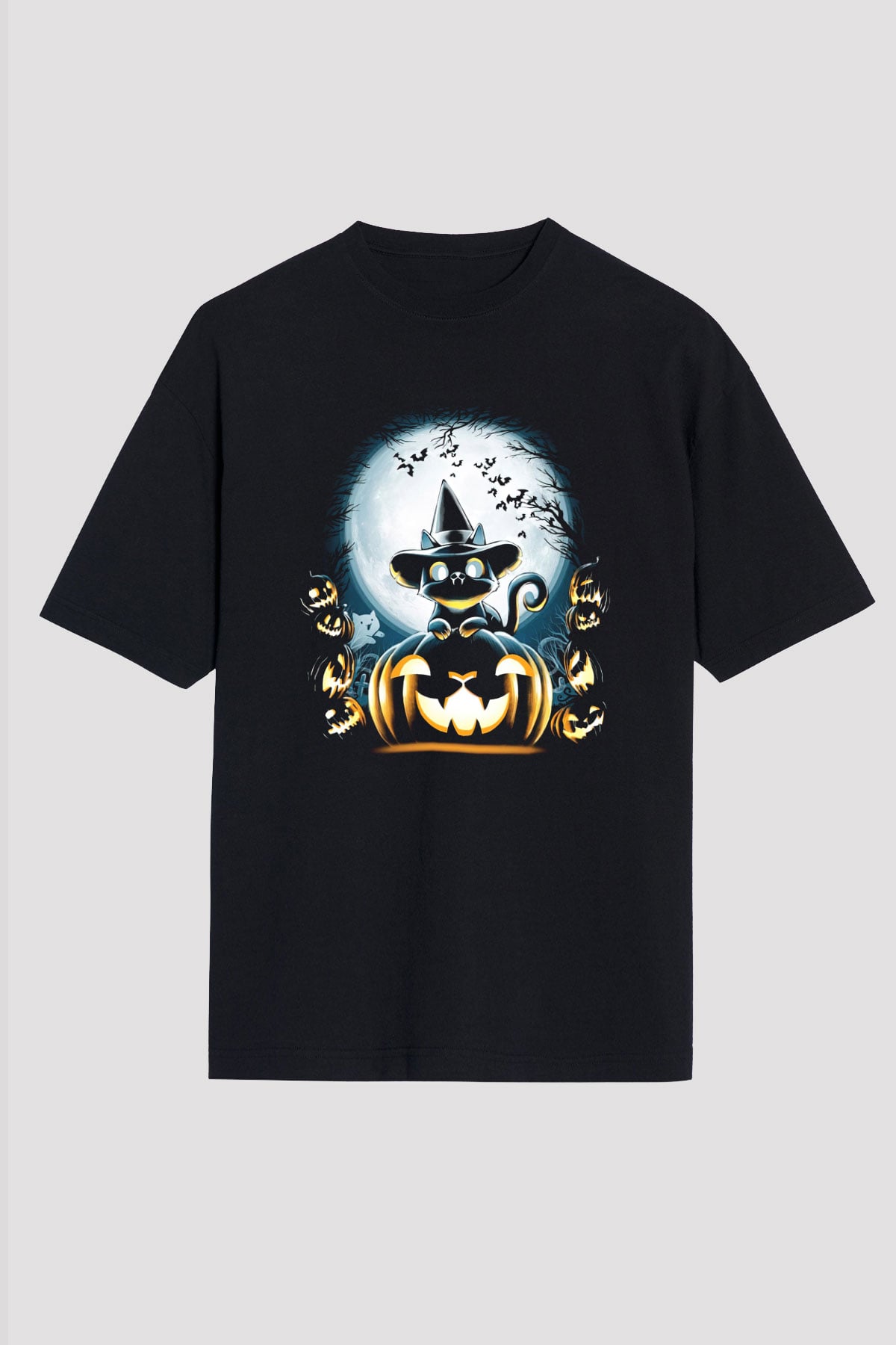 Cadılar Bayramı-Halloween Siyah Oversize Tişört Oversize T-shirt - TişörtFabrikası