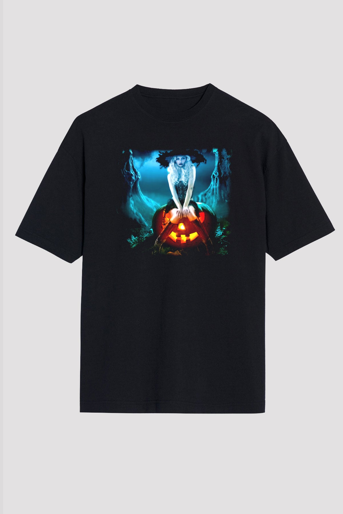 Cadılar Bayramı-Halloween Siyah Unisex Oversize Tişört T-Shirt
