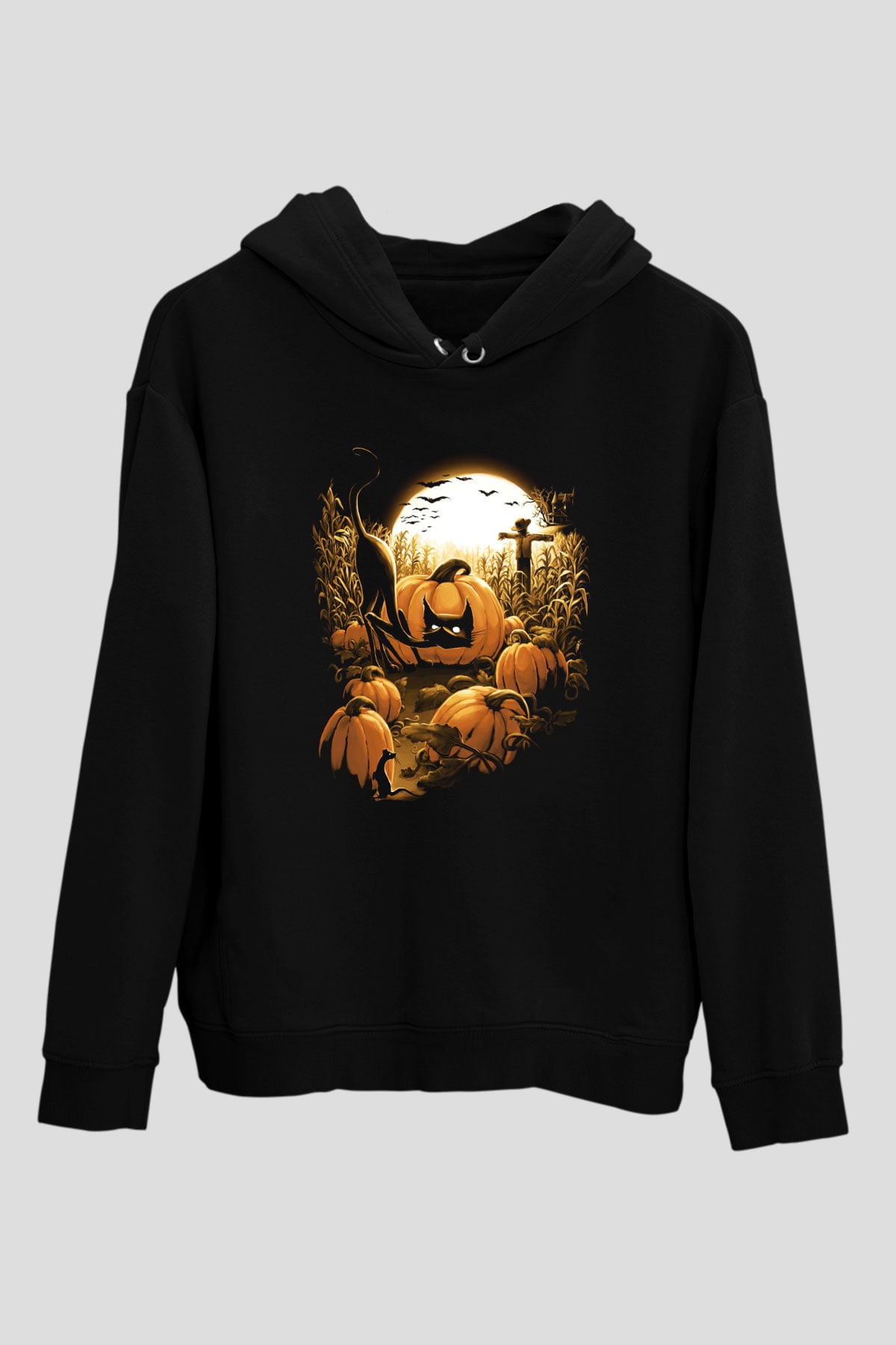 Cadılar Bayramı-Halloween Siyah Unisex Kapüşonlu Sweatshirt