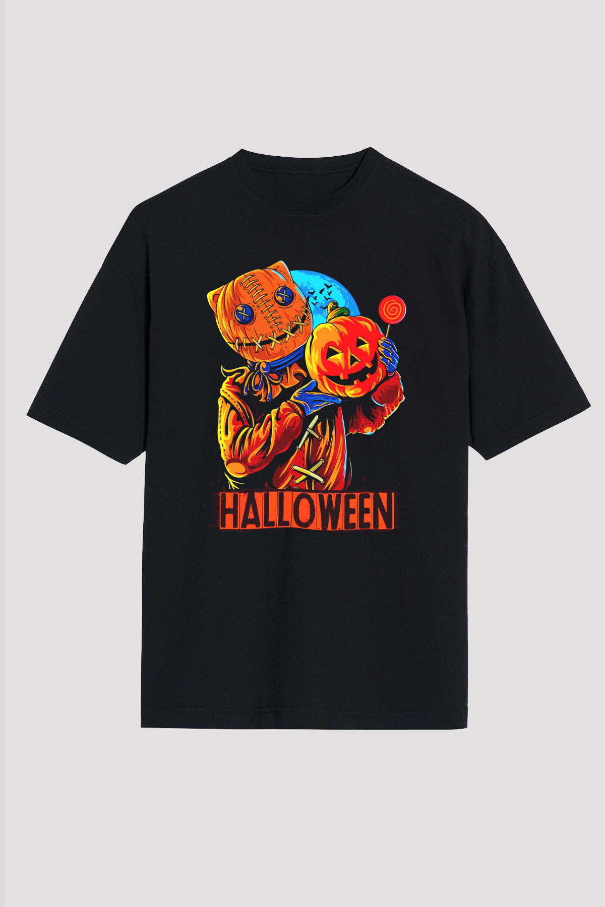 Cadılar Bayramı-Halloween Siyah Oversize Tişört Oversize T-shirt - TişörtFabrikası