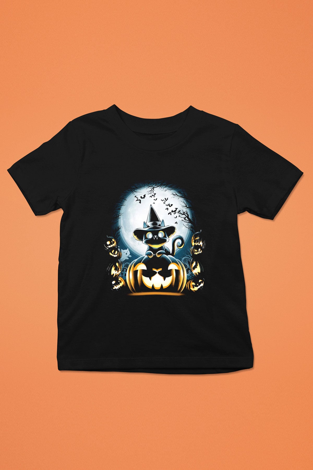 Cadılar Bayramı-Halloween Siyah Unisex Çocuk Tişört