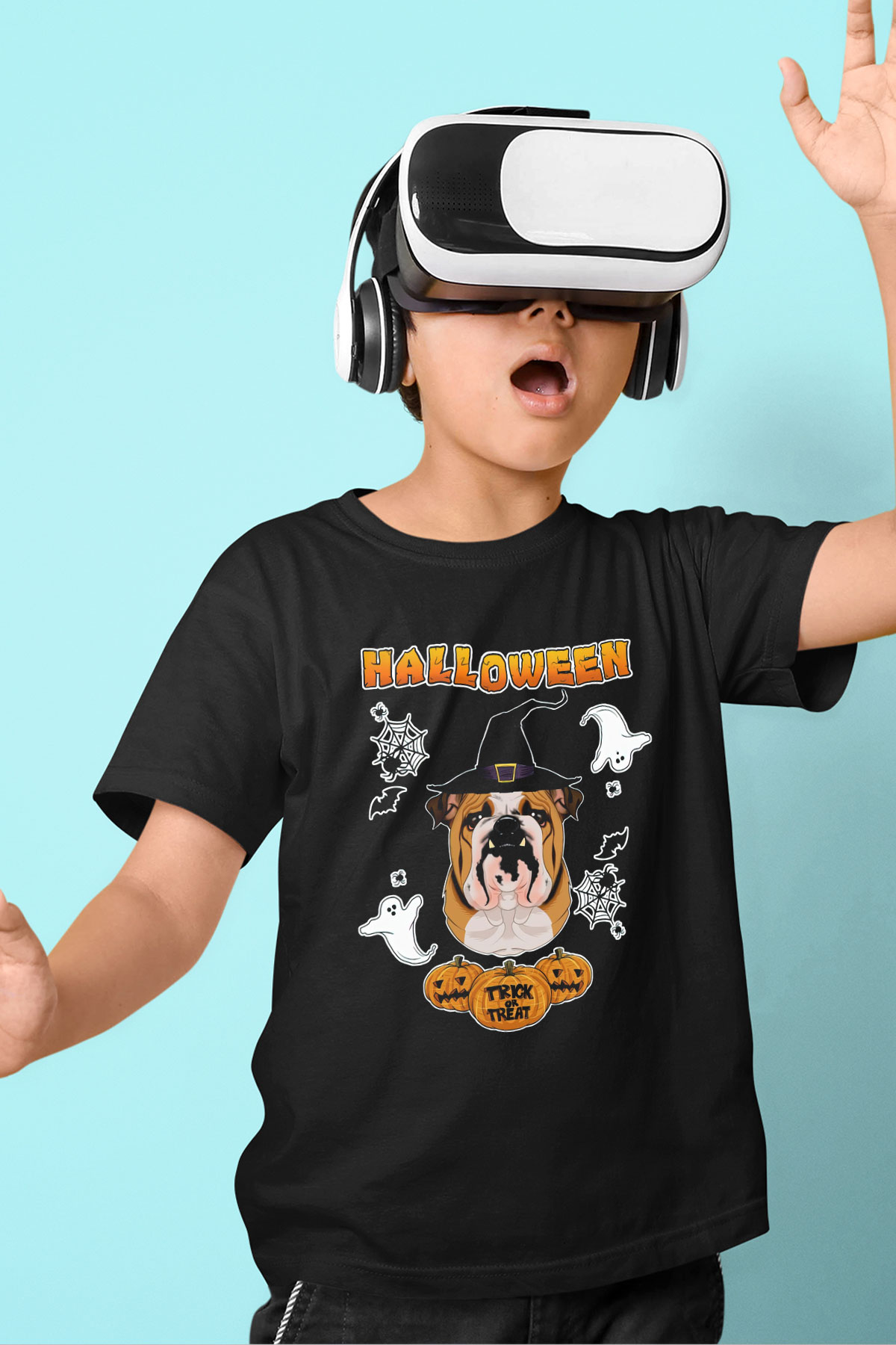 Cadılar Bayramı-Halloween Siyah Unisex Çocuk Tişört