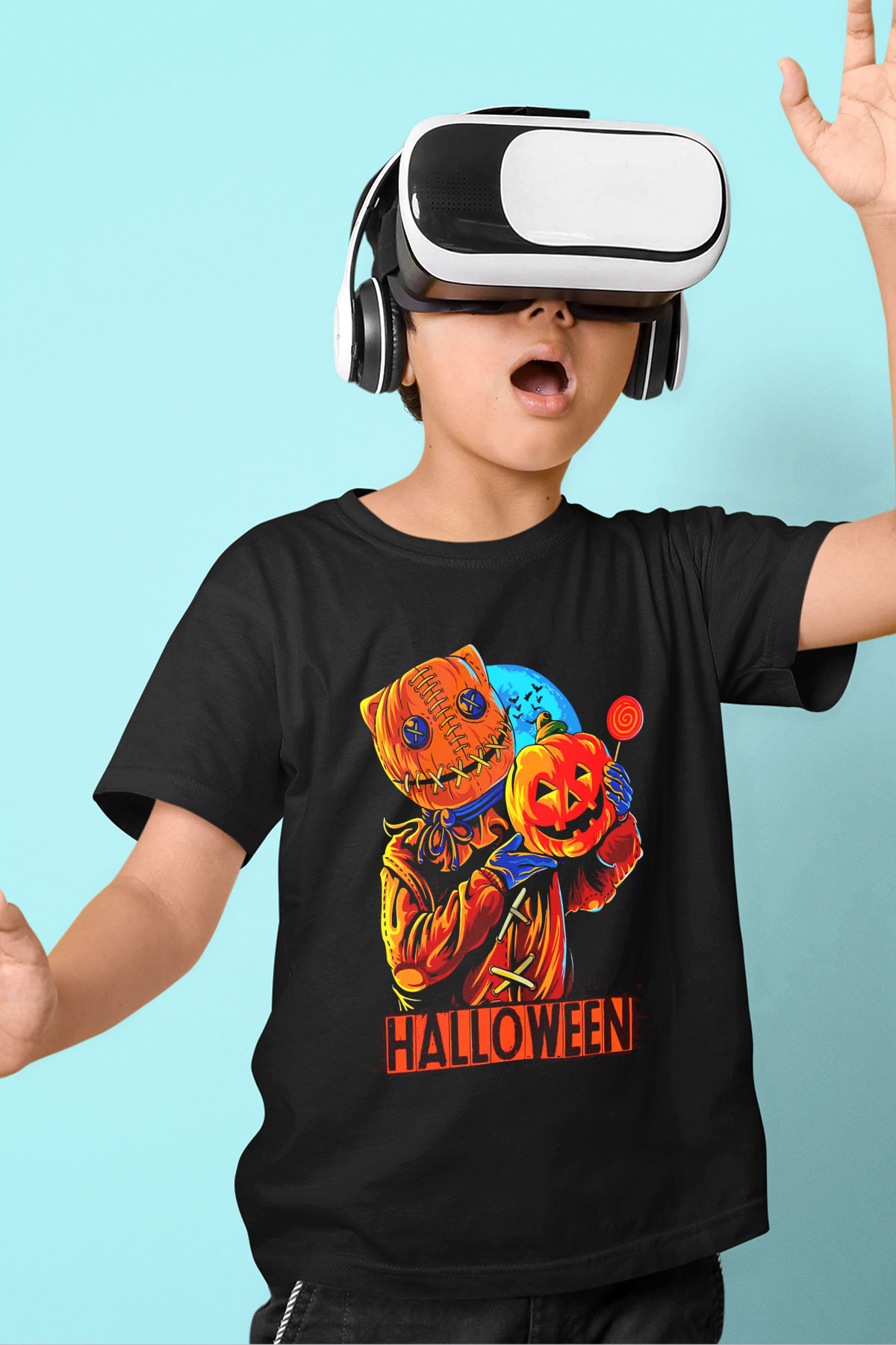 Cadılar Bayramı-Halloween Siyah Unisex Çocuk Tişört