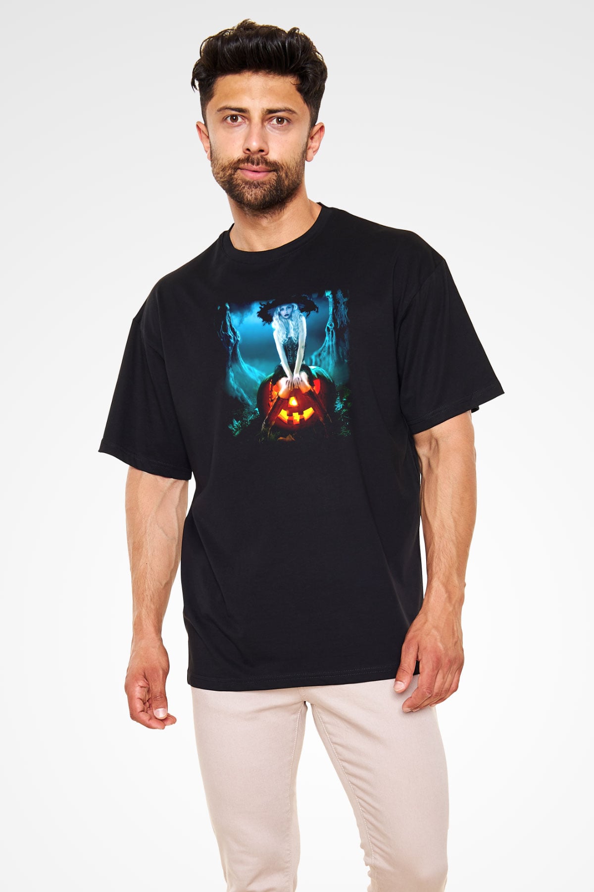 Cadılar Bayramı-Halloween Siyah Unisex Oversize Tişört T-Shirt