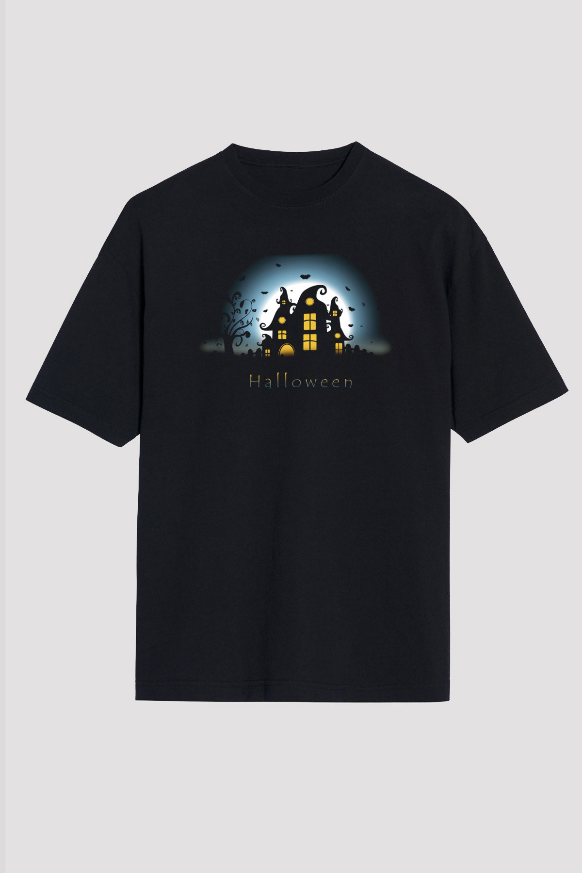 Cadılar Bayramı-Halloween Siyah Unisex Oversize Tişört T-Shirt