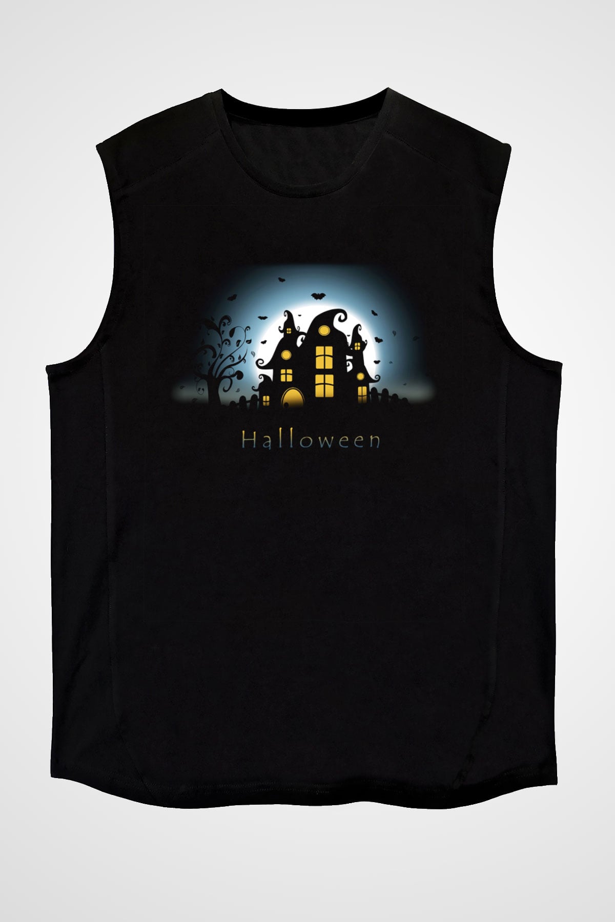 Cadılar Bayramı-Halloween Siyah Unisex Kolsuz Tişört