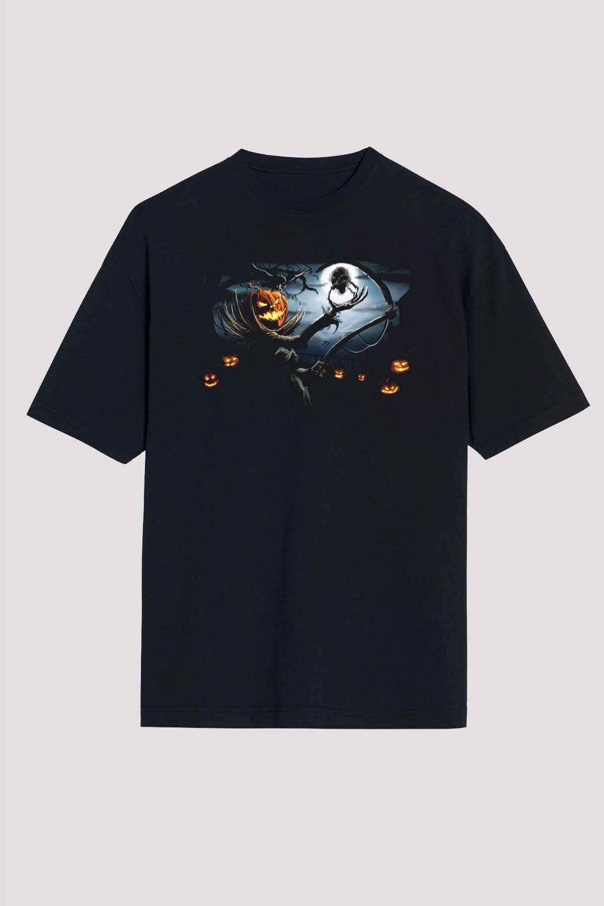 Cadılar Bayramı-Halloween Siyah Unisex Oversize Tişört T-Shirt