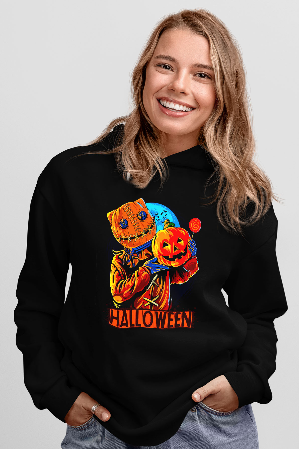 Cadılar Bayramı-Halloween Siyah Unisex Kapüşonlu Sweatshirt